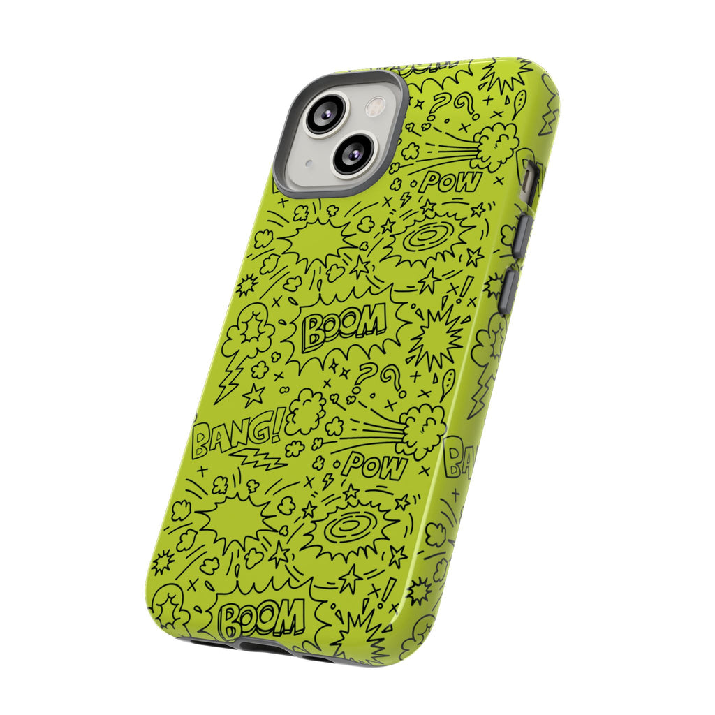 Neon Lime Wow Tough Case for iPhone, Galaxy, or Google Pixel