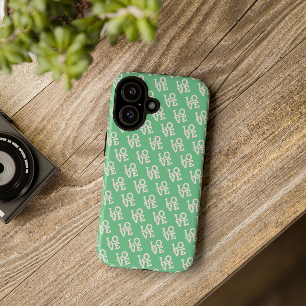 LOVE Aqua Tough Phone Case for iPhone, Galaxy, or Google Pixel