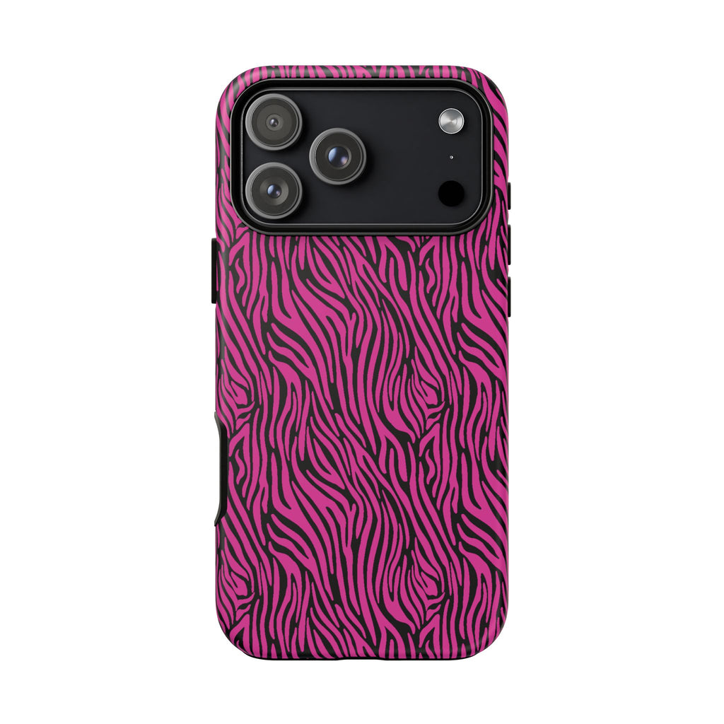 Pink Zebra Tough Phone Case for iPhone, Galaxy, or Google Pixel