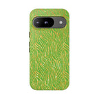 Neon Green Gold Zebra Tough Phone Case for iPhone, Galaxy, or Google Pixel