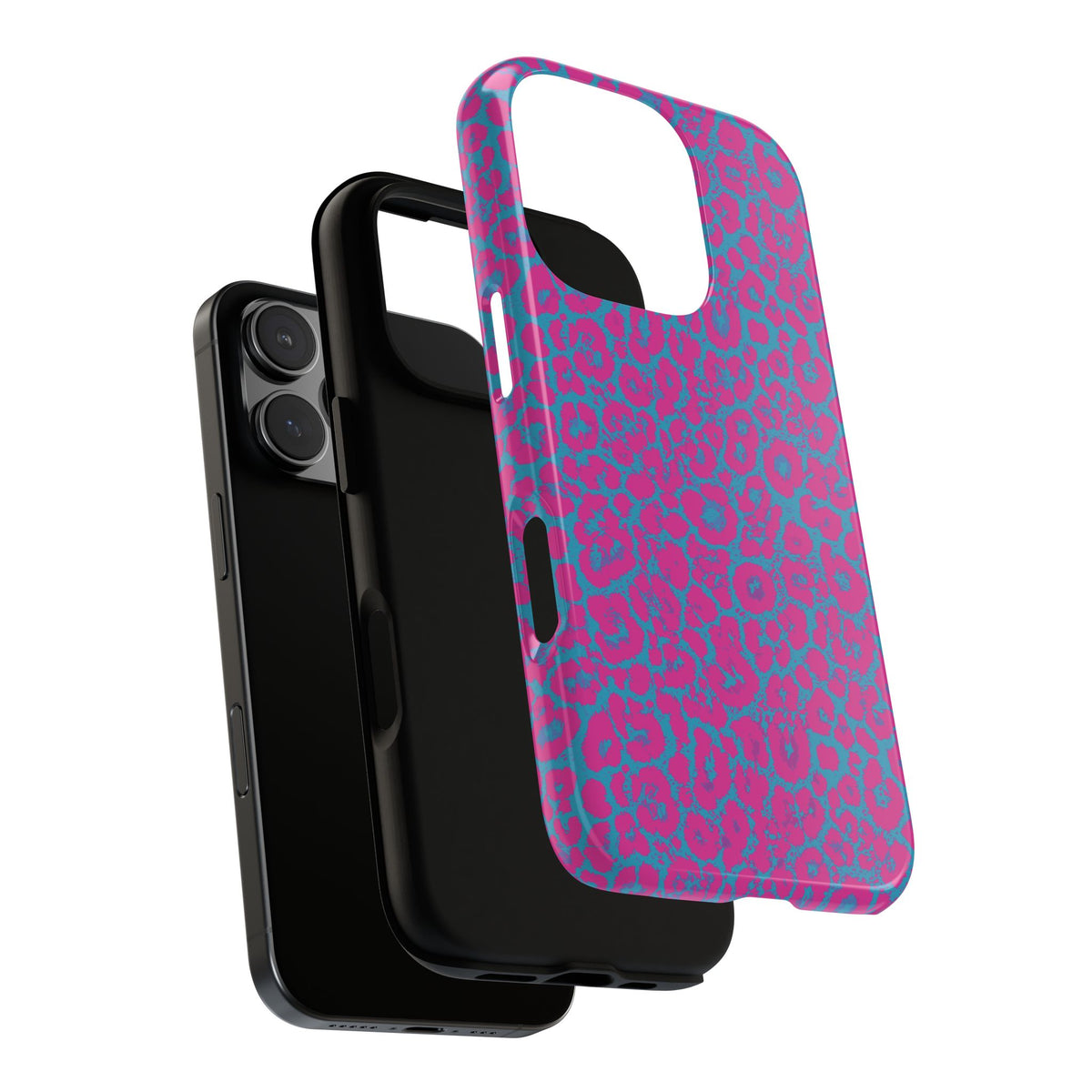Pink Blue Leopard Tough Phone Case iPhone, Galaxy, or Google Pixel