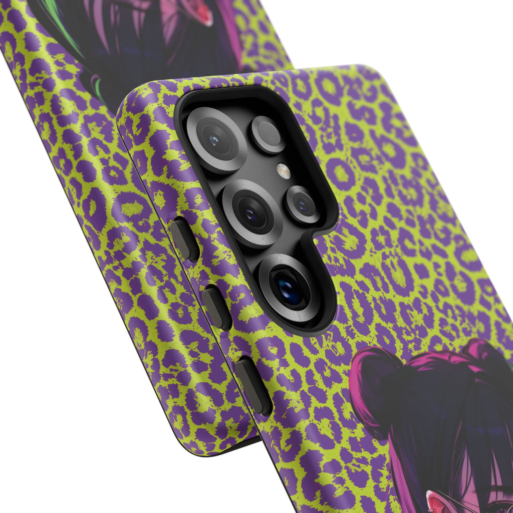 Purple Neon Lime Leopard Kz Tough Case for iPhone, Galaxy, or Google Pixel