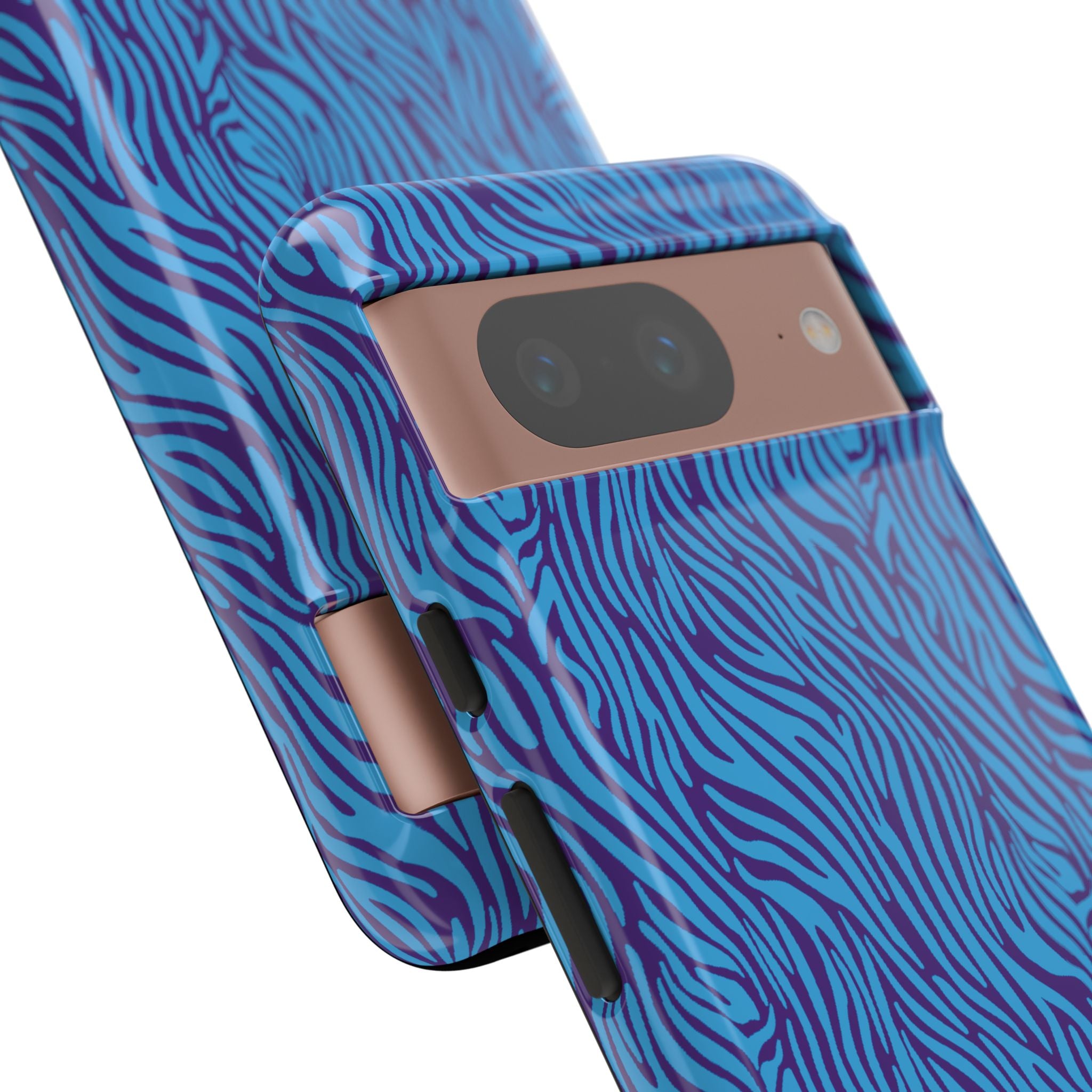 Zebra Print Blue and Purple Tough Case for iPhone, Galaxy or Google Pixel