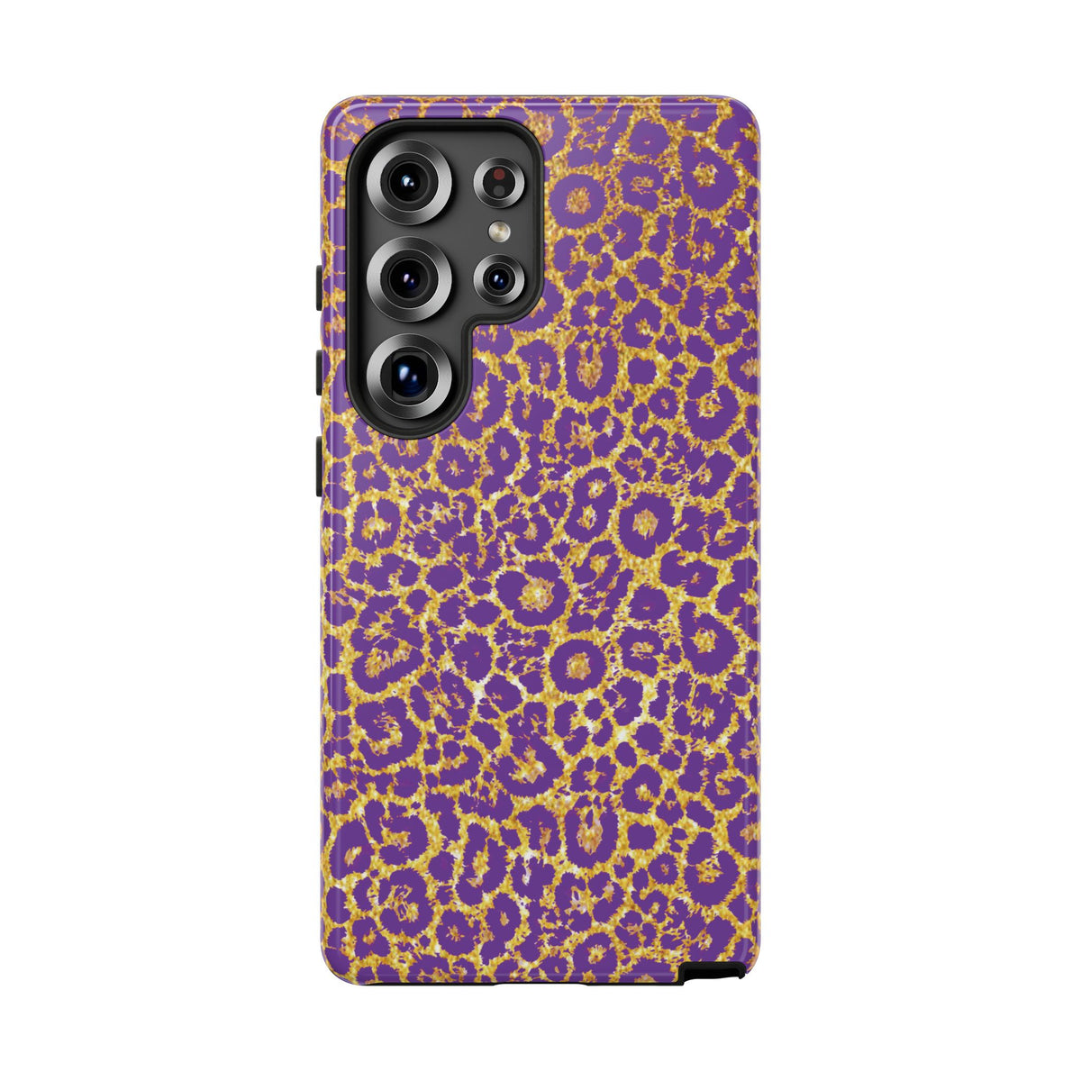 Purple Gold Leopard Tough Phone Case for iPhone, Galaxy, or Google Pixel