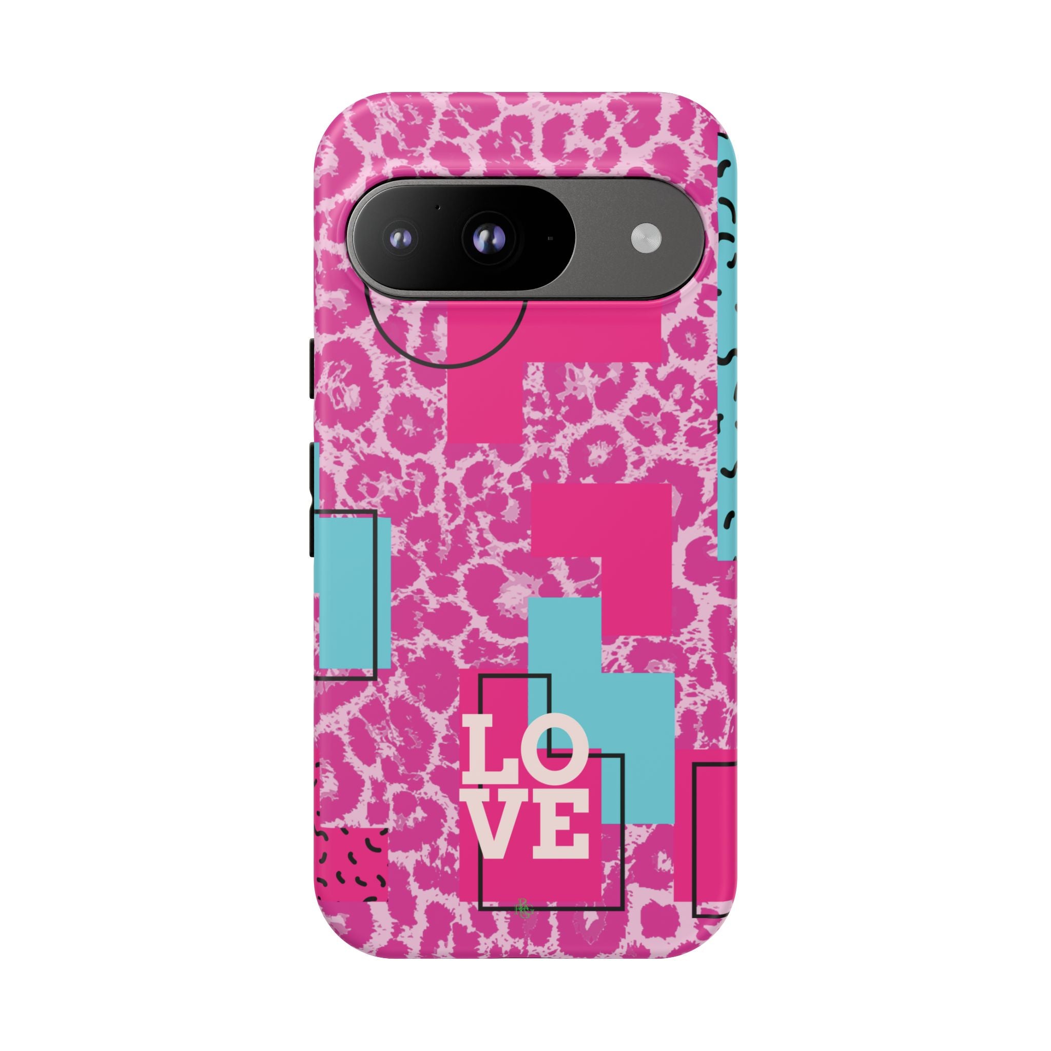 Retro Love Pink Leopard RG Tough Phone Case for iPhone, Galaxy, or Google Pixel