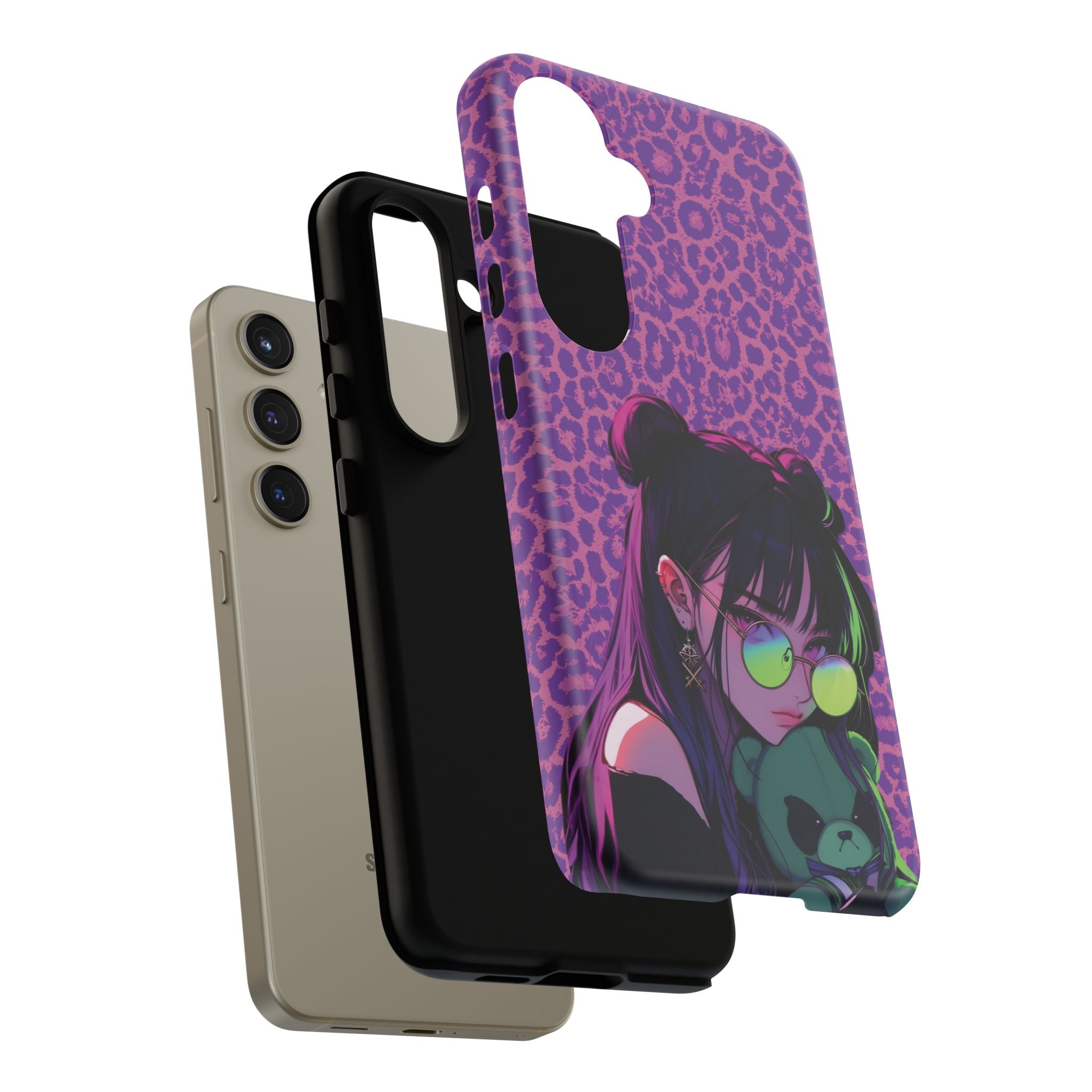 Purple Pink Leopard Kz iPhone, Galaxy and Google Tough Cases