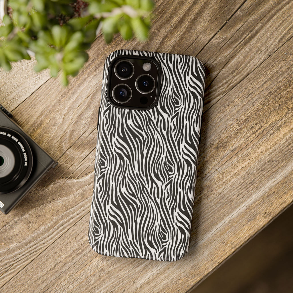 Black and White Zebra Print Tough Case iPhone, Galaxy and Google Pixel