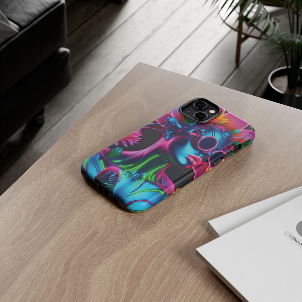 Neon Androgen Cactus Flower Tough Phone Case for iPhone, Galaxy, or Google Pixel
