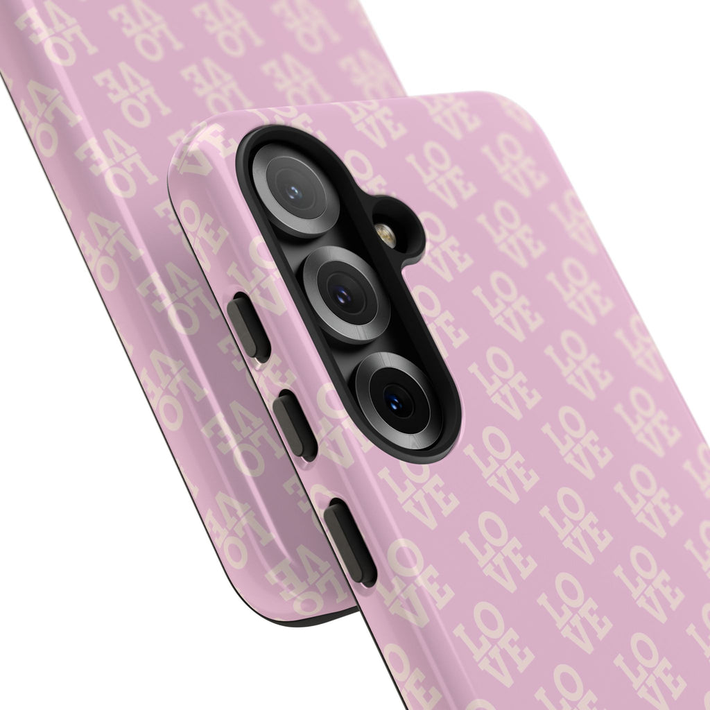 LOVE Pink Tough Phone Case for iPhone, Galaxy, or Google Pixel