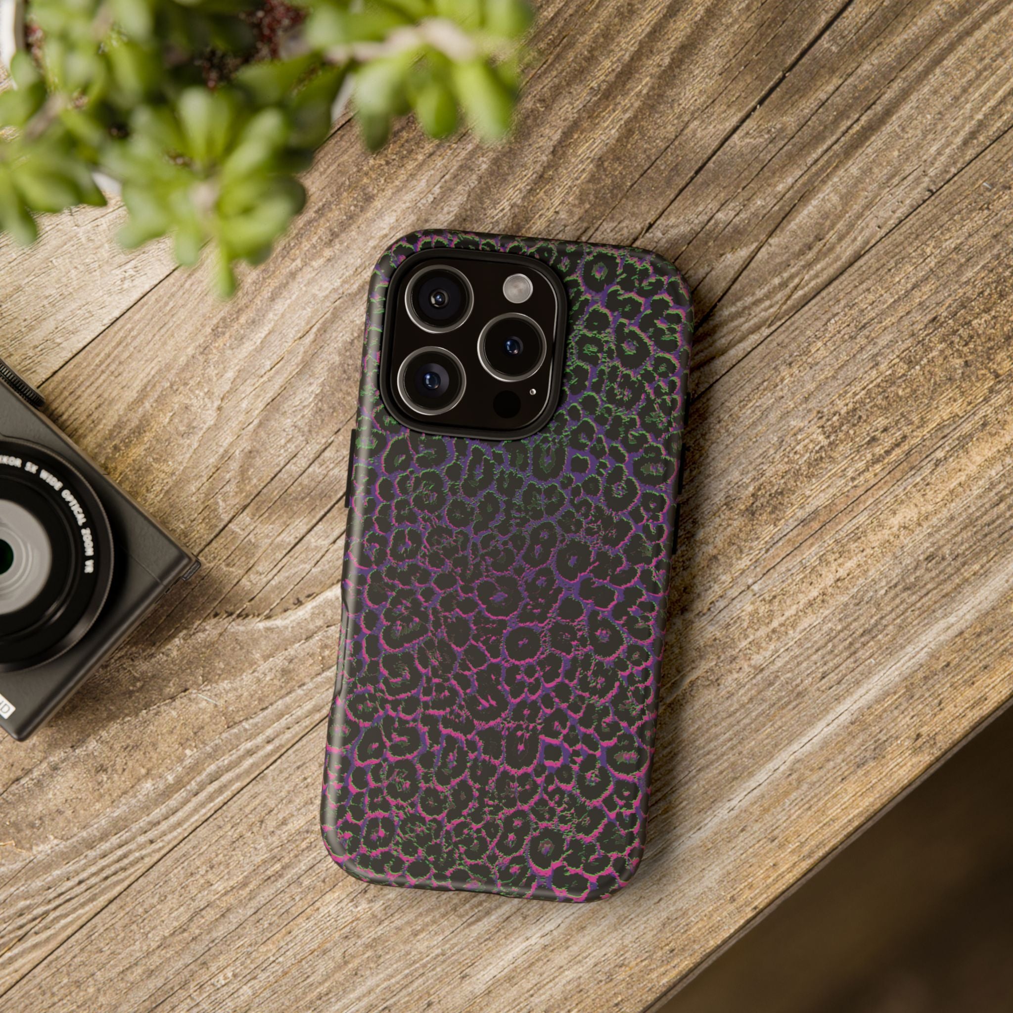 Colorful Leopard Tough Phone Case for iPhone, Galaxy, or Google Pixel