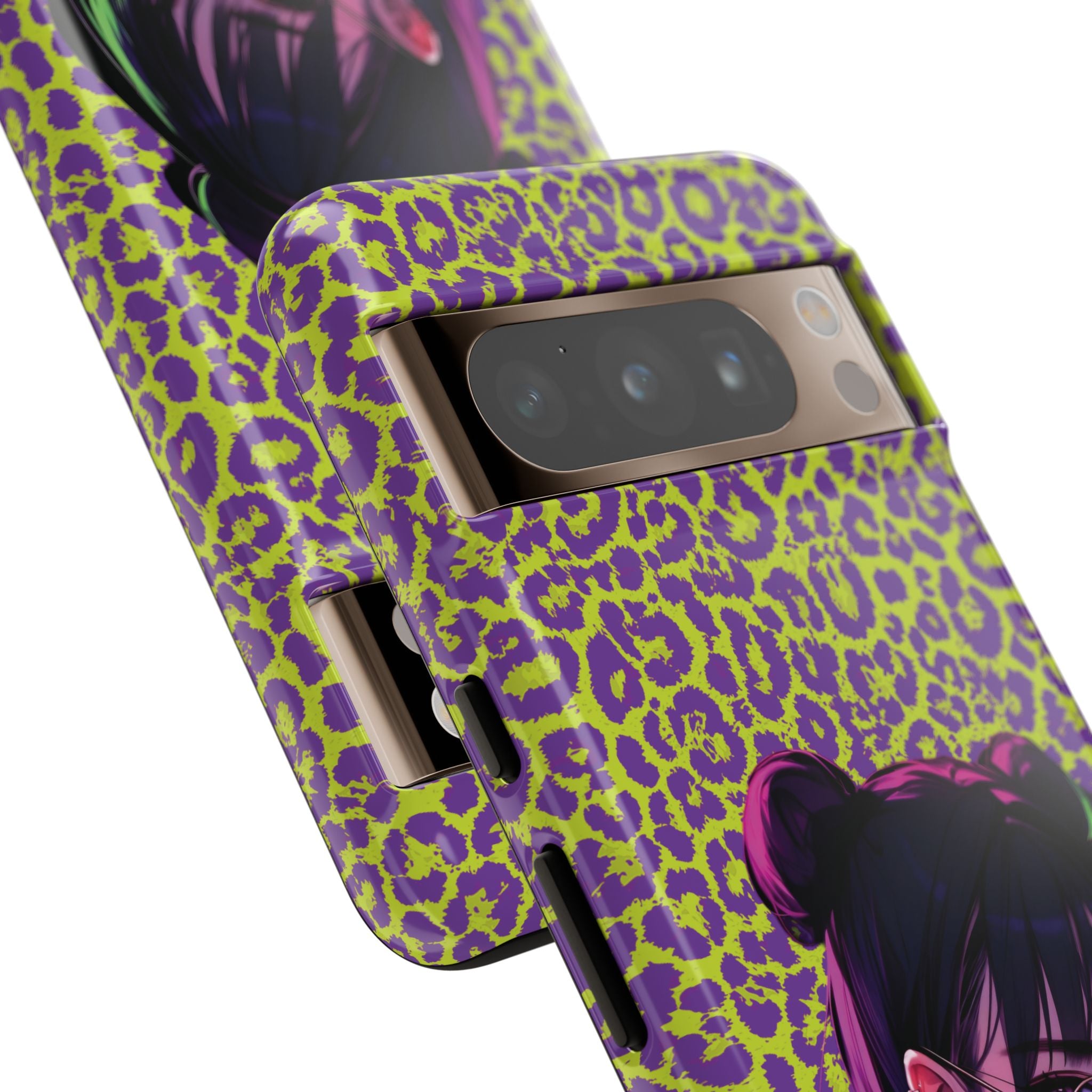Purple Neon Lime Leopard Kz Tough Case for iPhone, Galaxy, or Google Pixel