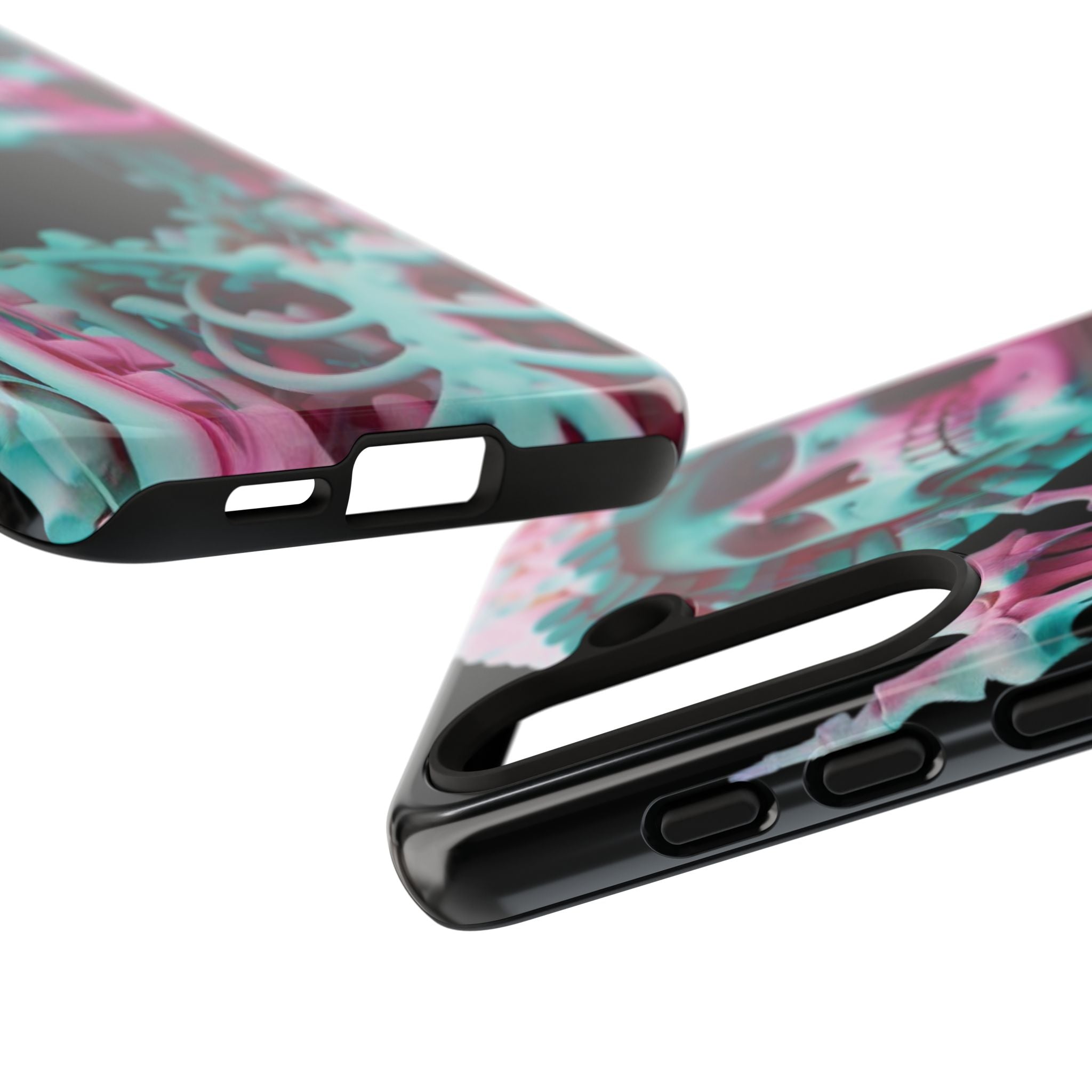 Neon Pink Skeleton (Black) Tough Phone Case for iPhone, Galaxy, or Google Pixel
