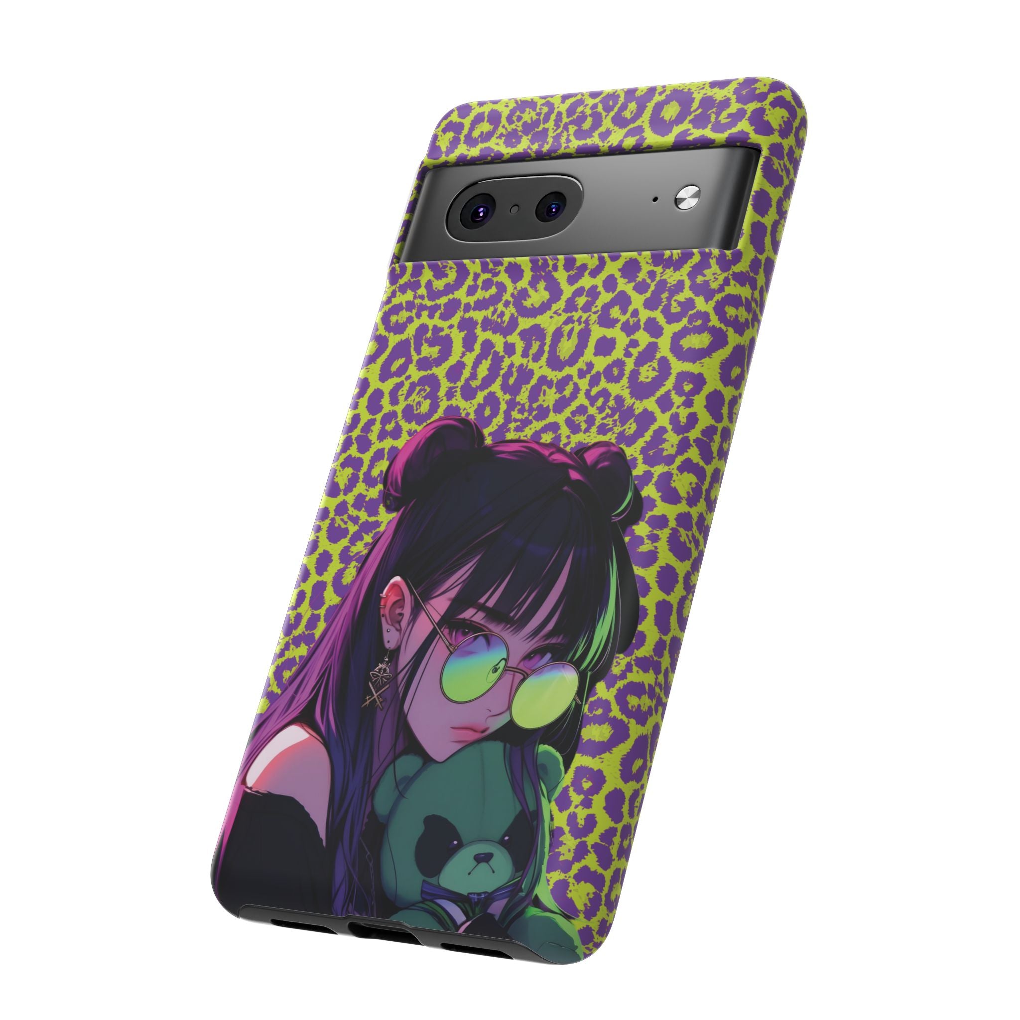 Purple Neon Lime Leopard Kz Tough Case for iPhone, Galaxy, or Google Pixel