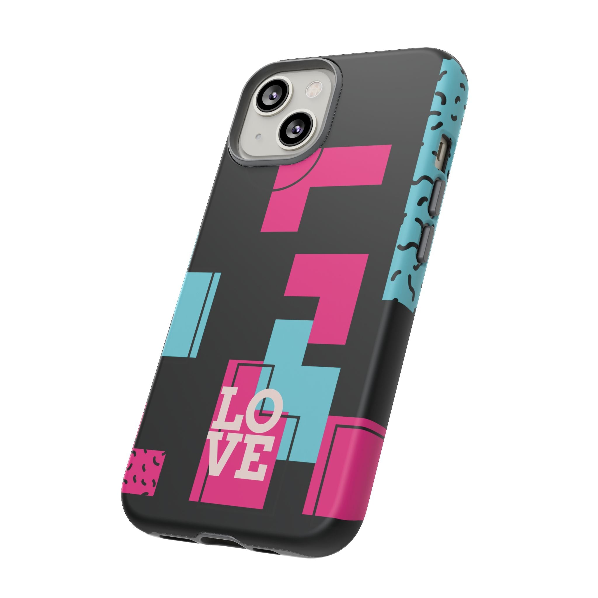 Retro Blocks LOVE Tough Case for iPhone, Galaxy or Google Pixel