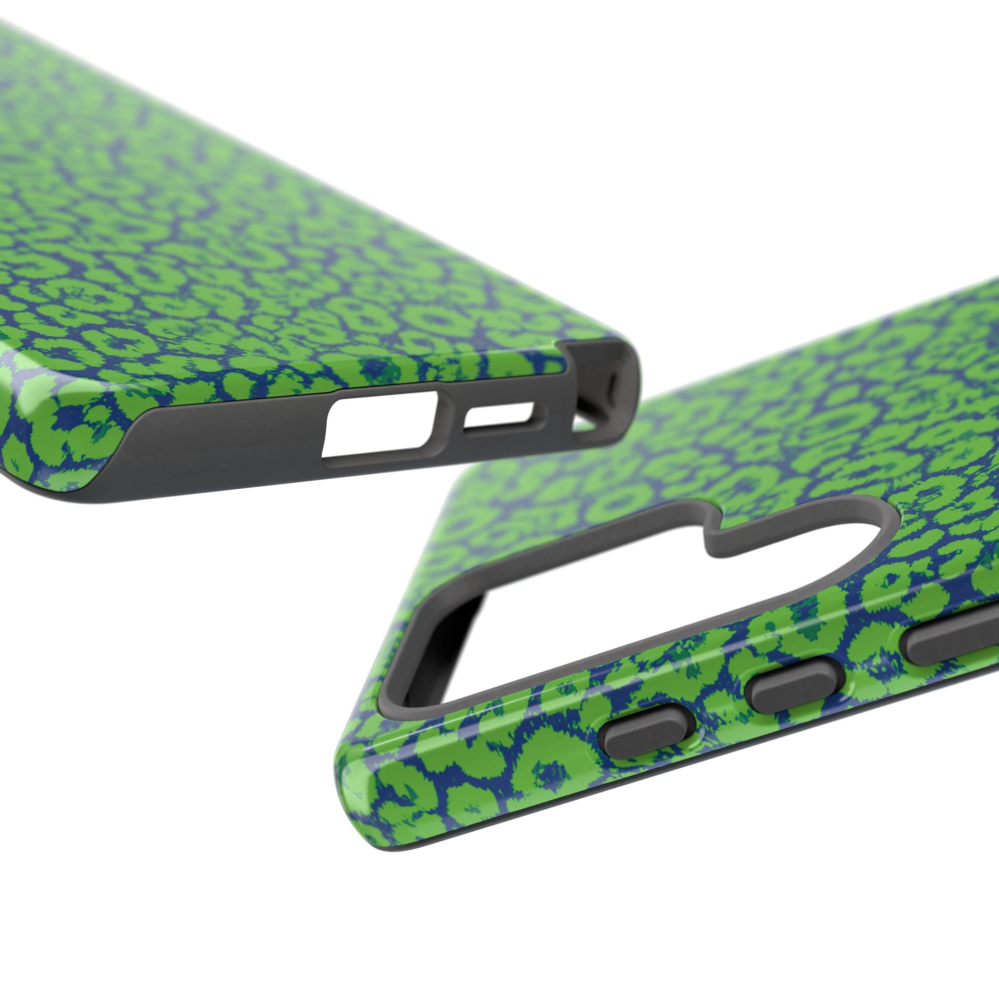 Blue Neon Green  Leopard Tough Phone Case for iPhone, Galaxy, or Google Pixel