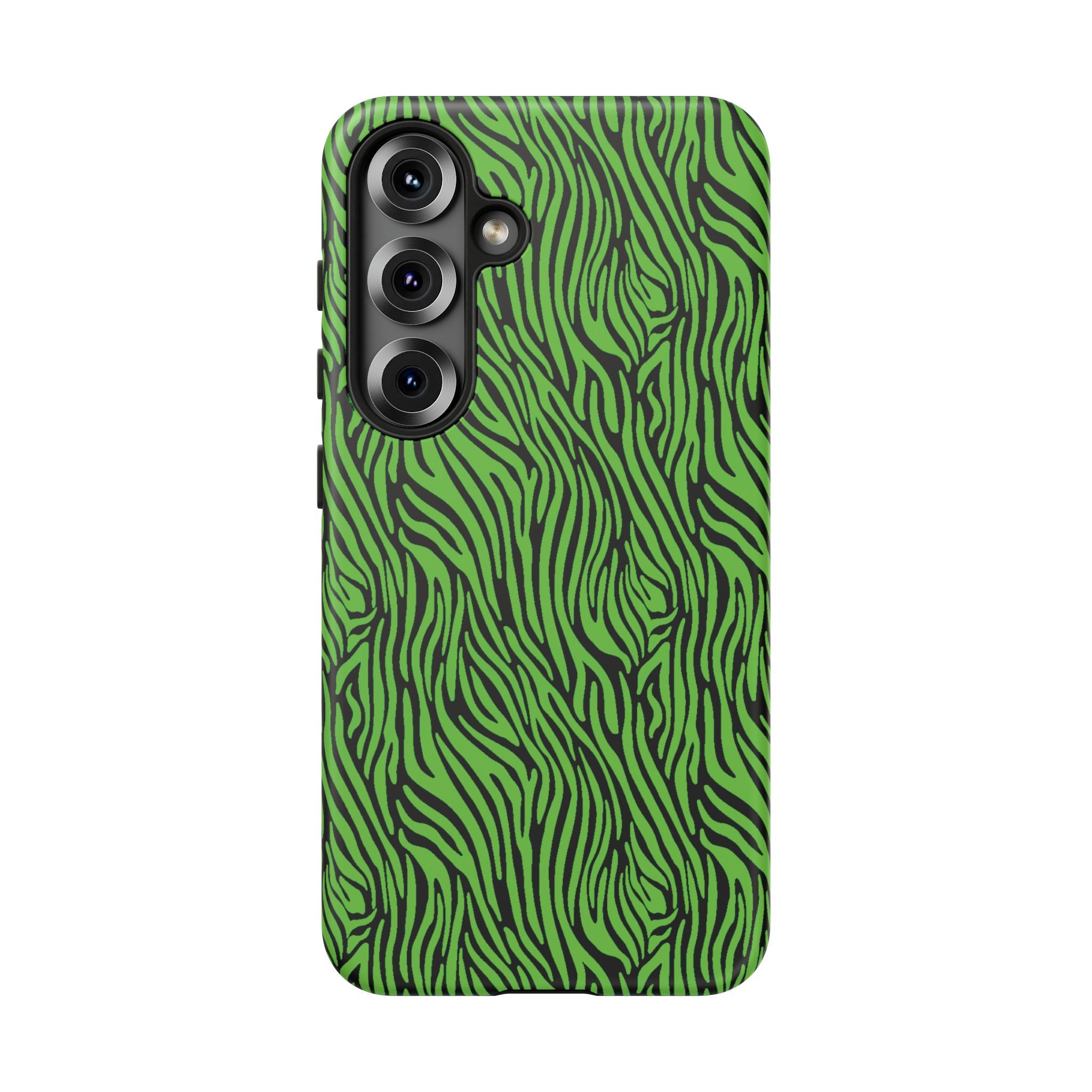 Neon Green Zebra Tough Phone Case iPhone, Galaxy, or Google Pixel
