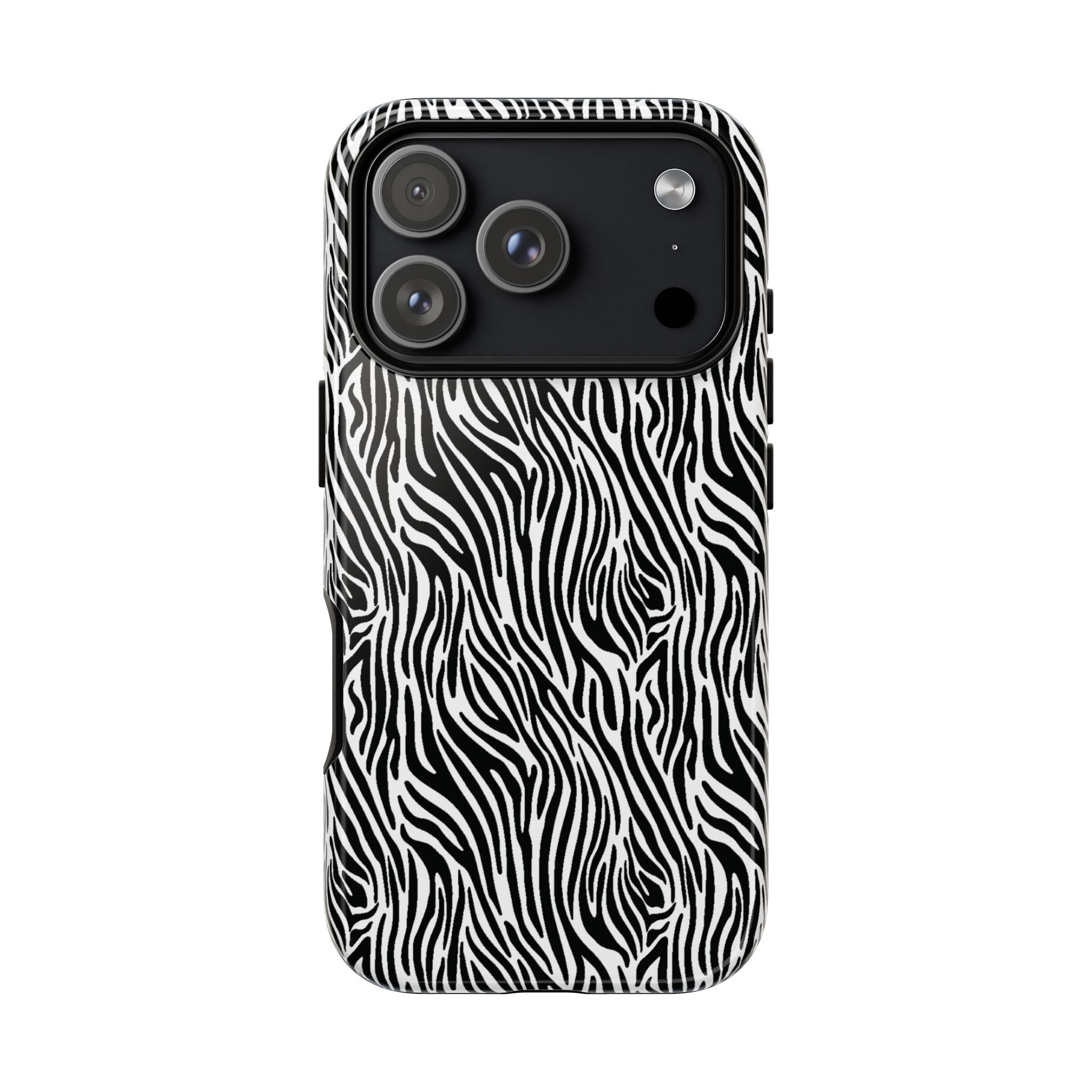 Black and White Zebra Print Tough Case iPhone, Galaxy and Google Pixel
