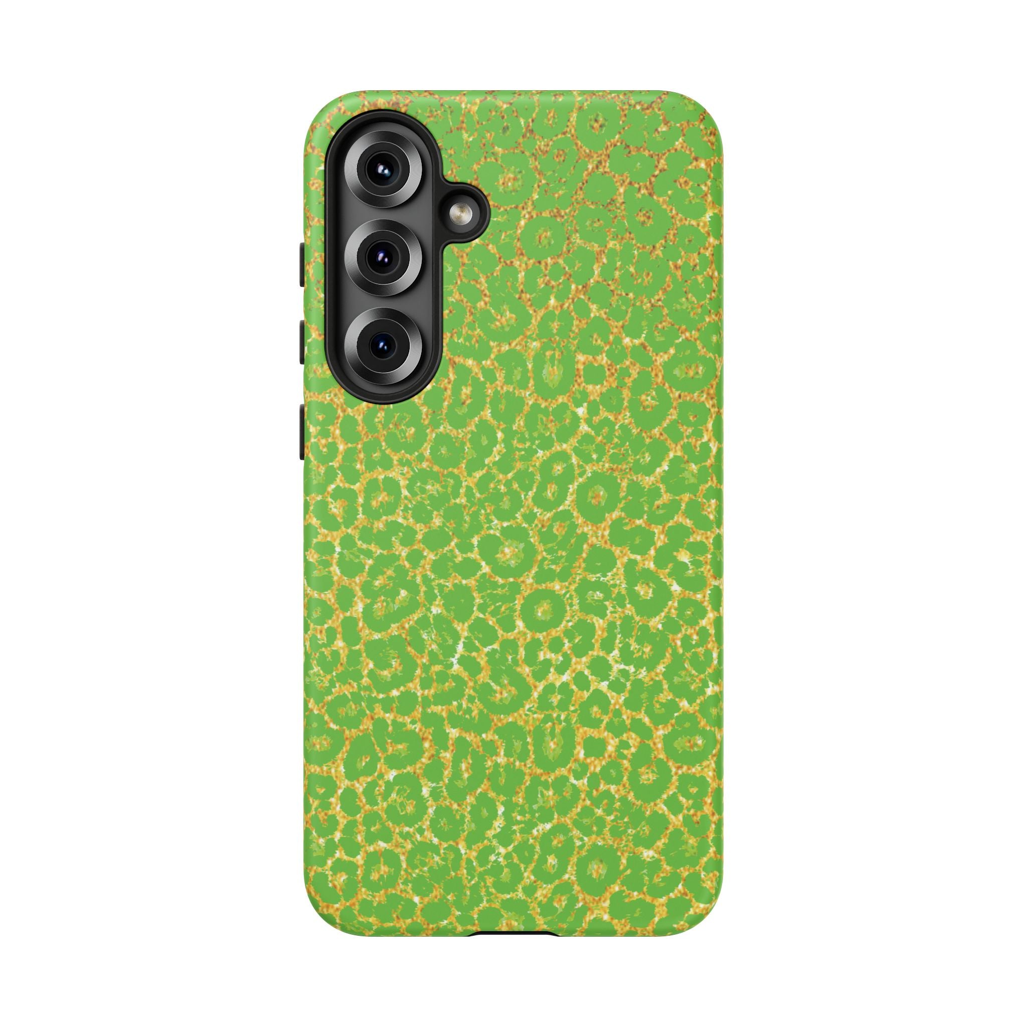 Neon Green Gold Leopard Tough Phone Case iPhone, Galaxy, or Google Pixel