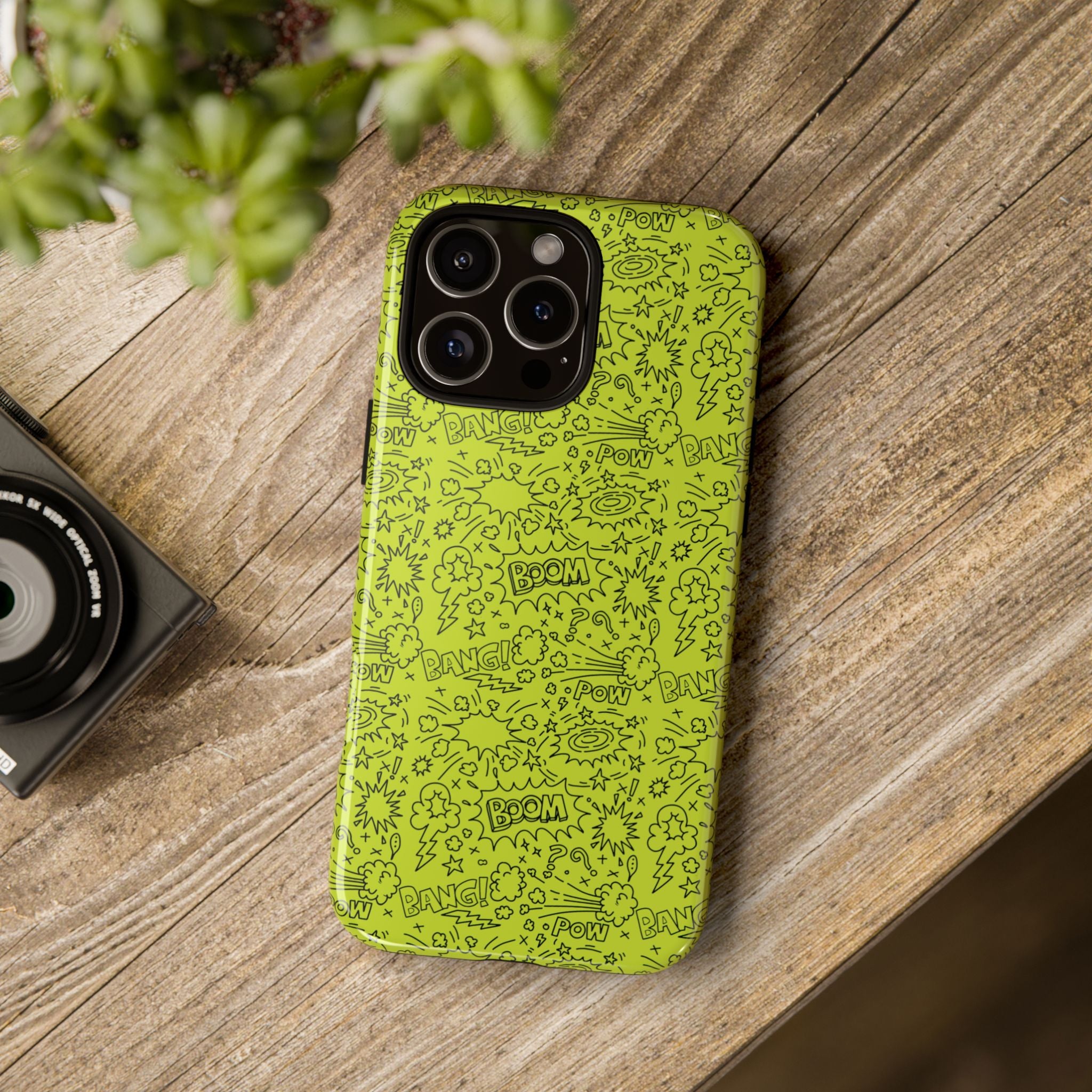 Neon Lime Wow Tough Case for iPhone, Galaxy, or Google Pixel