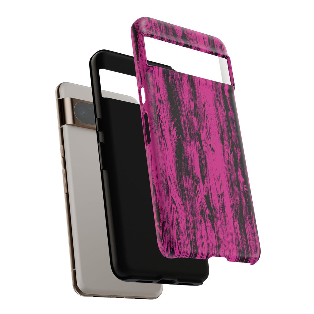 Hot Pink wood print Design Tough Phone Case for iPhone, Galaxy, or Google Pixel