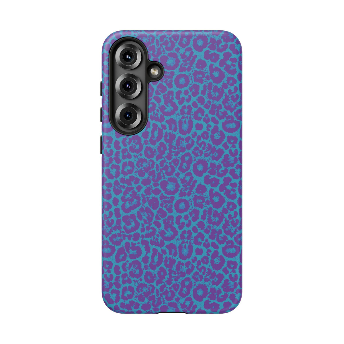 Leopard Printed Purple Blue Tough Phone Case for iPhone, Galaxy, or Google Pixel