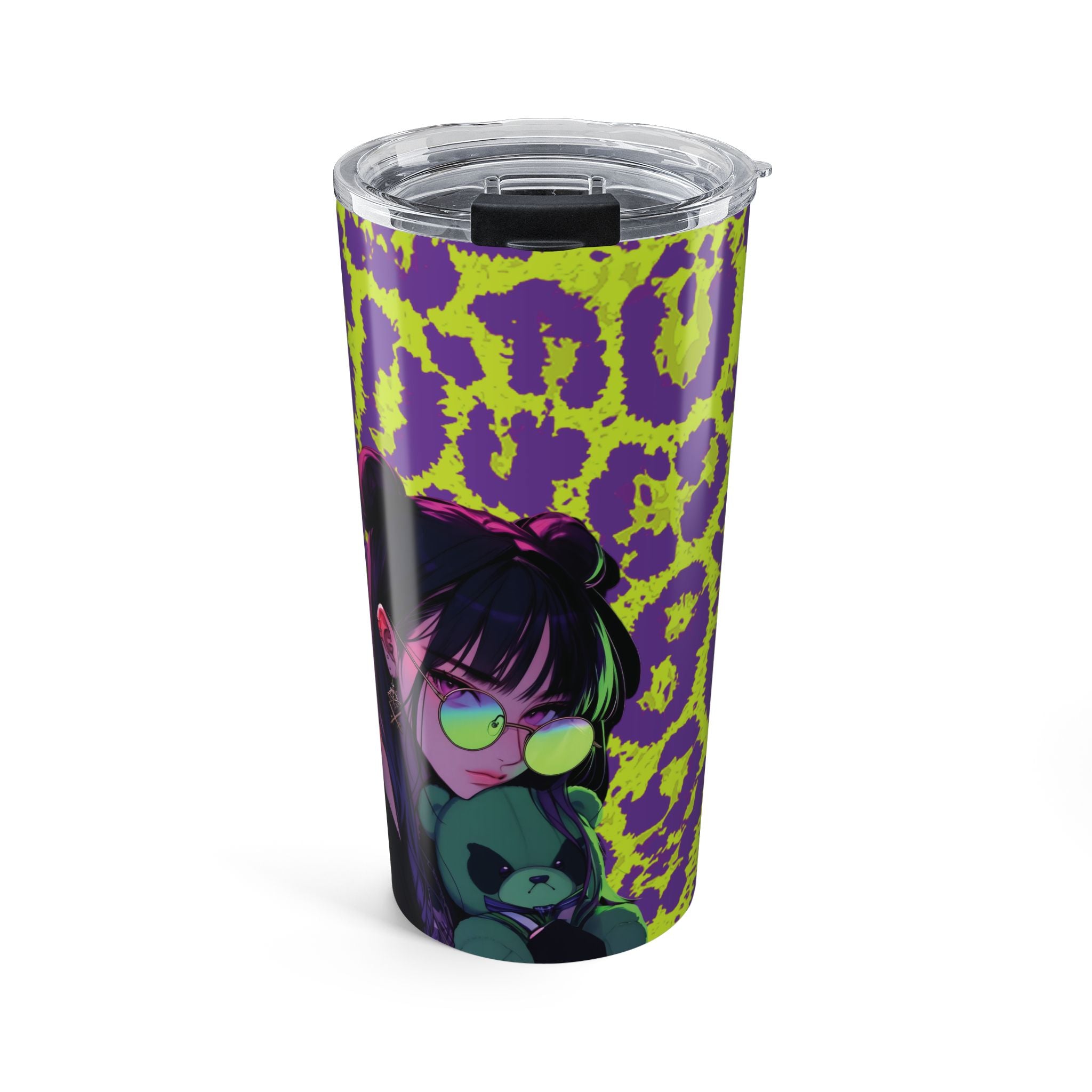 Purple Neon Lime Leopard Kz Tumbler 20oz
