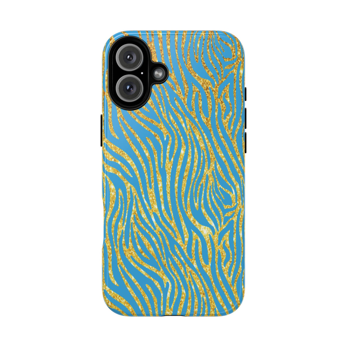 Blue Gold Zebra Tough Case for iPhone, Galaxy, or Google Pixel