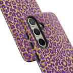 Purple Gold Leopard Tough Phone Case for iPhone, Galaxy, or Google Pixel