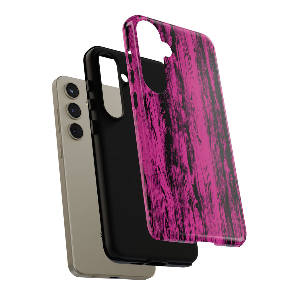 Hot Pink wood print Design Tough Phone Case for iPhone, Galaxy, or Google Pixel