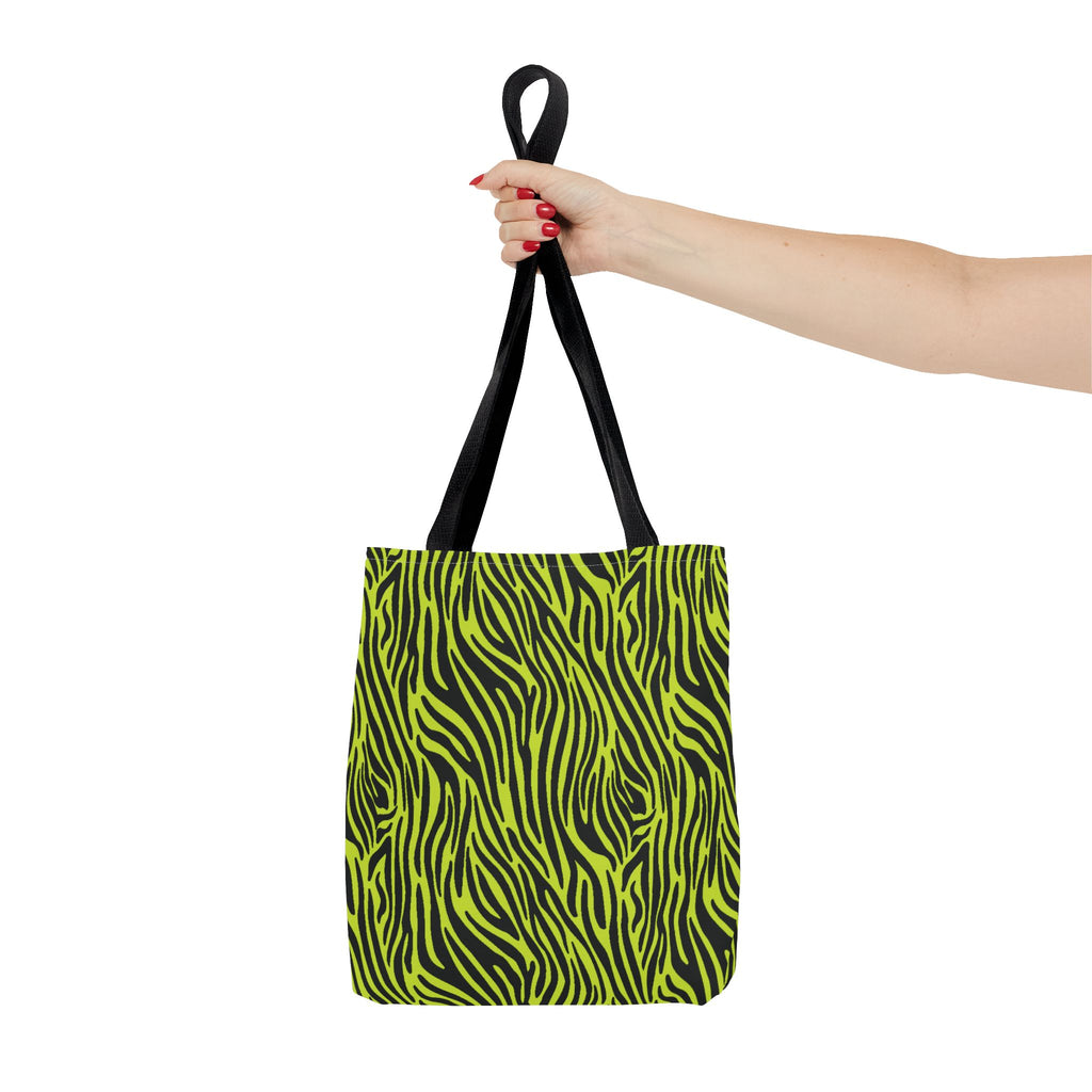Neon Lime Zebra Tote Bags