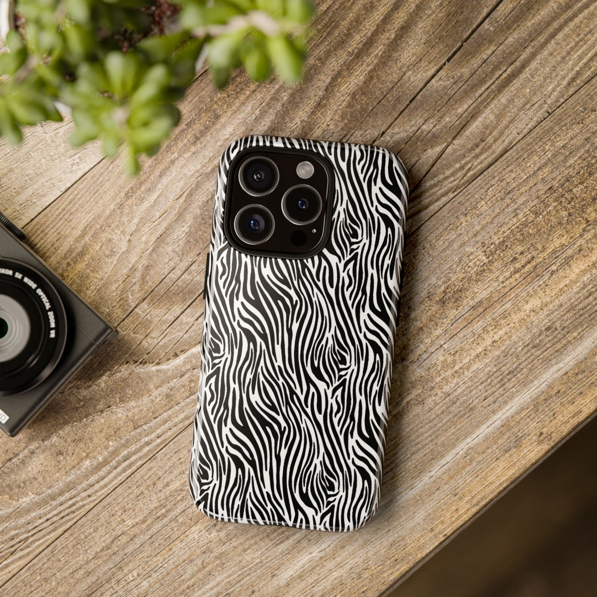 Black and White Zebra Print Tough Case iPhone, Galaxy and Google Pixel