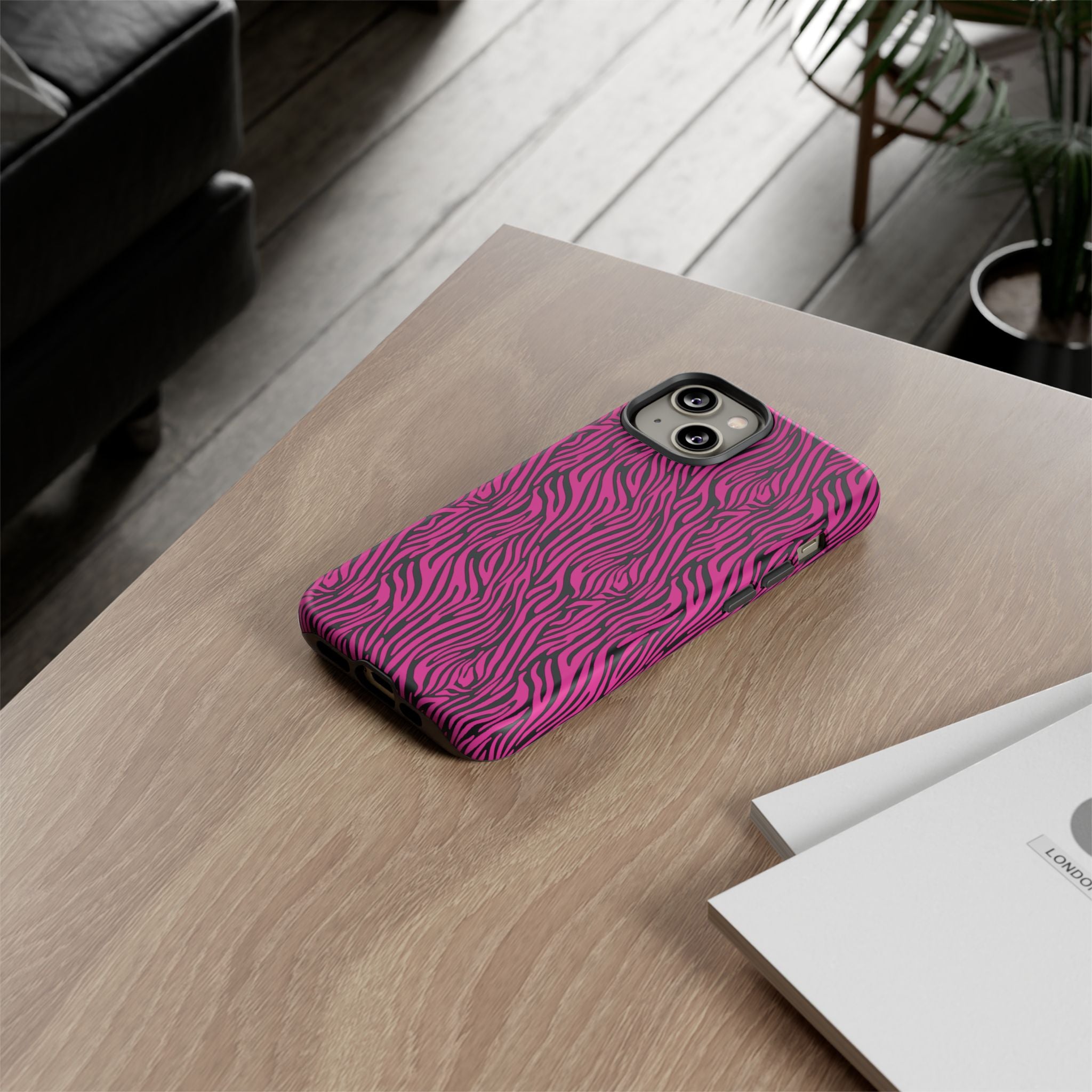 Pink Zebra Tough Phone Case for iPhone, Galaxy, or Google Pixel