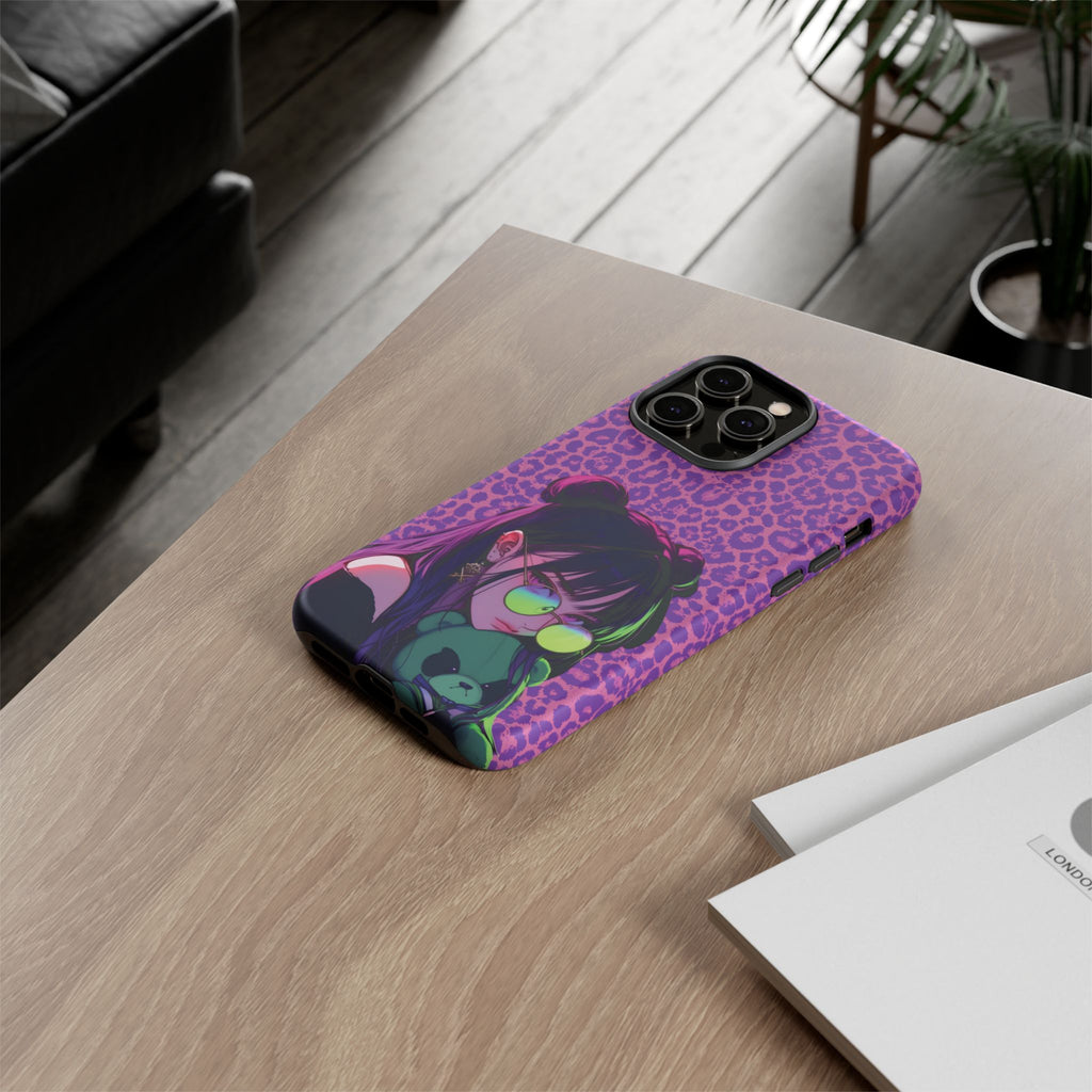 Purple Pink Leopard Kz iPhone, Galaxy and Google Tough Cases