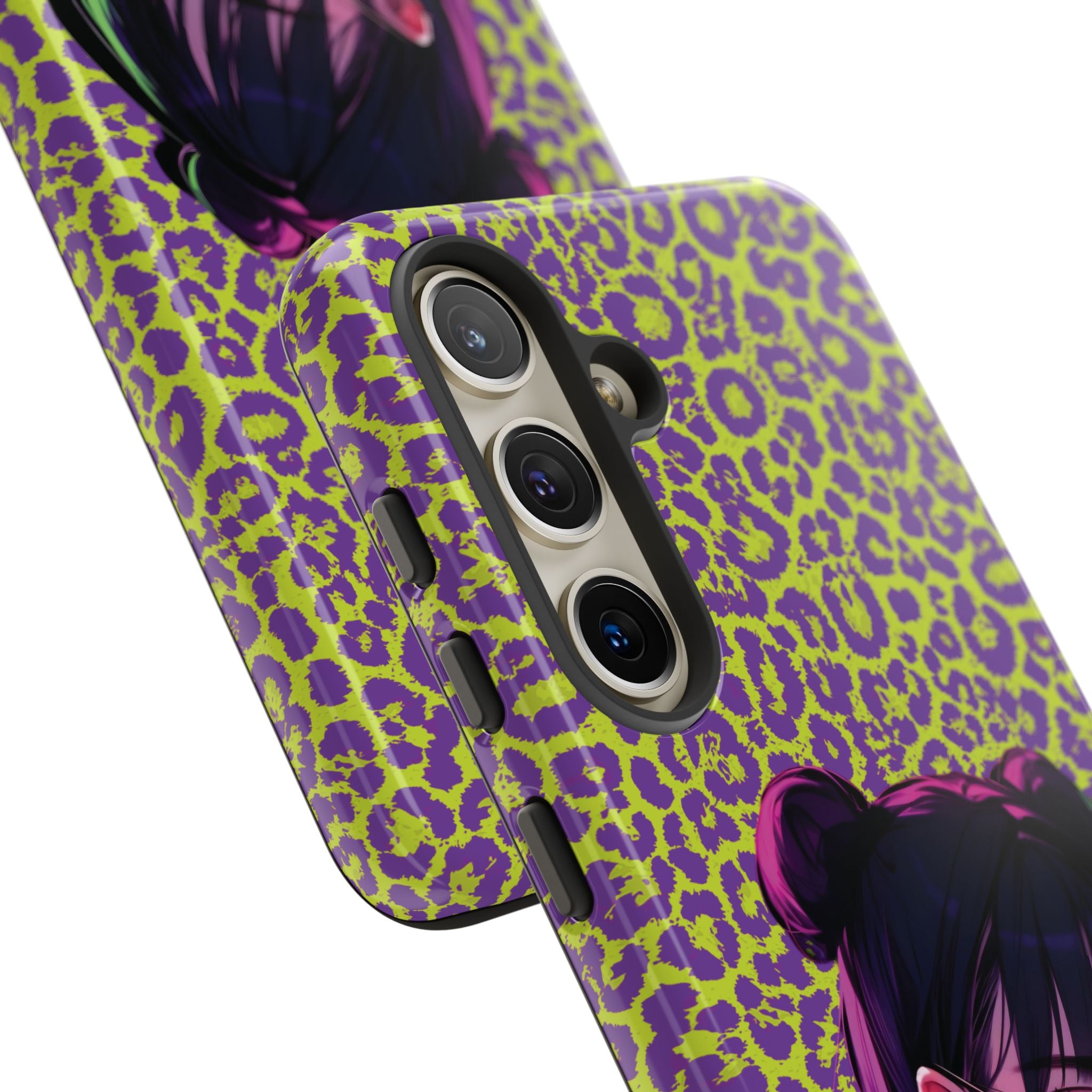Purple Neon Lime Leopard Kz Tough Case for iPhone, Galaxy, or Google Pixel