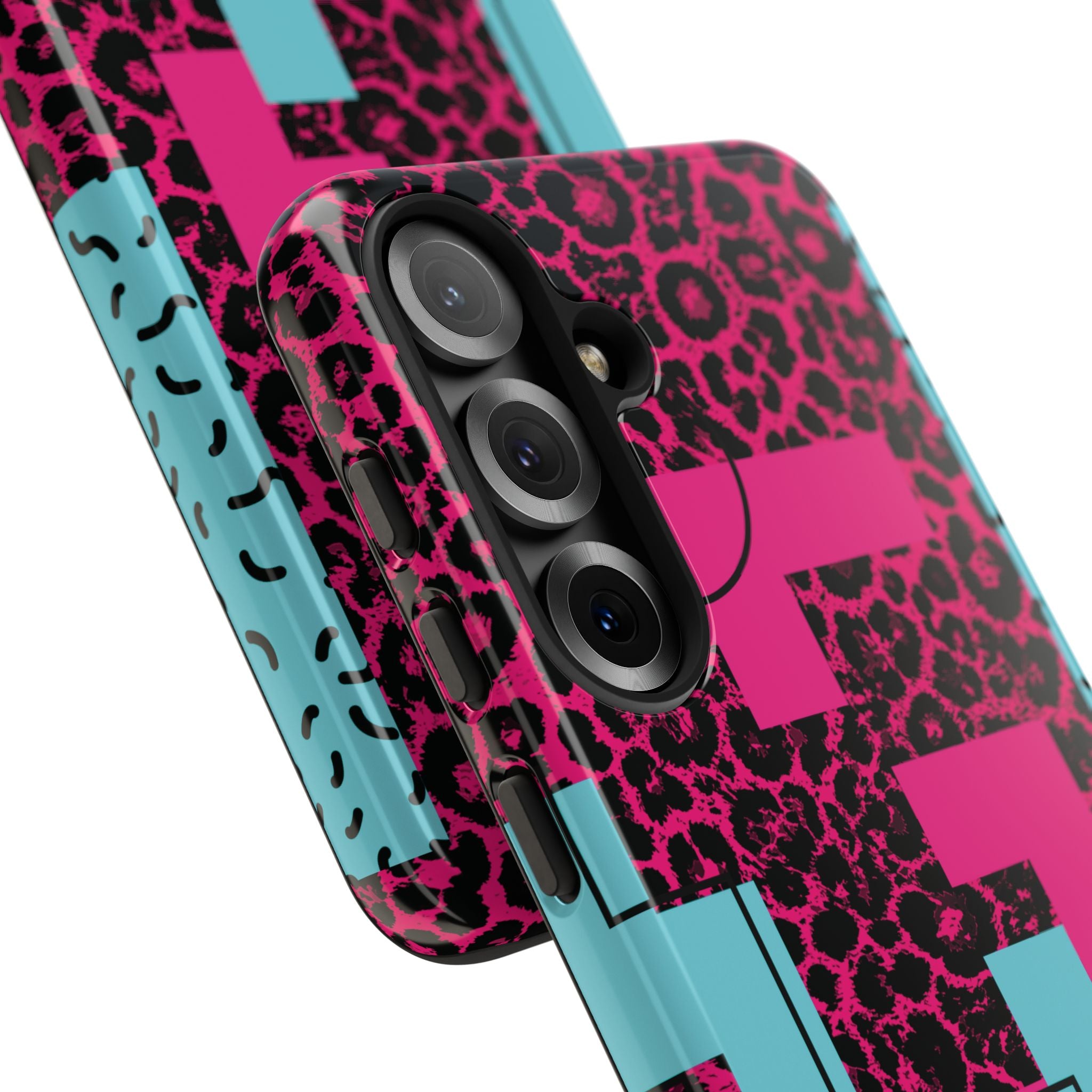 Pink Love Retro Blocks Leopard RG Tough Phone Case for iPhone, Galaxy, or Google Pixel