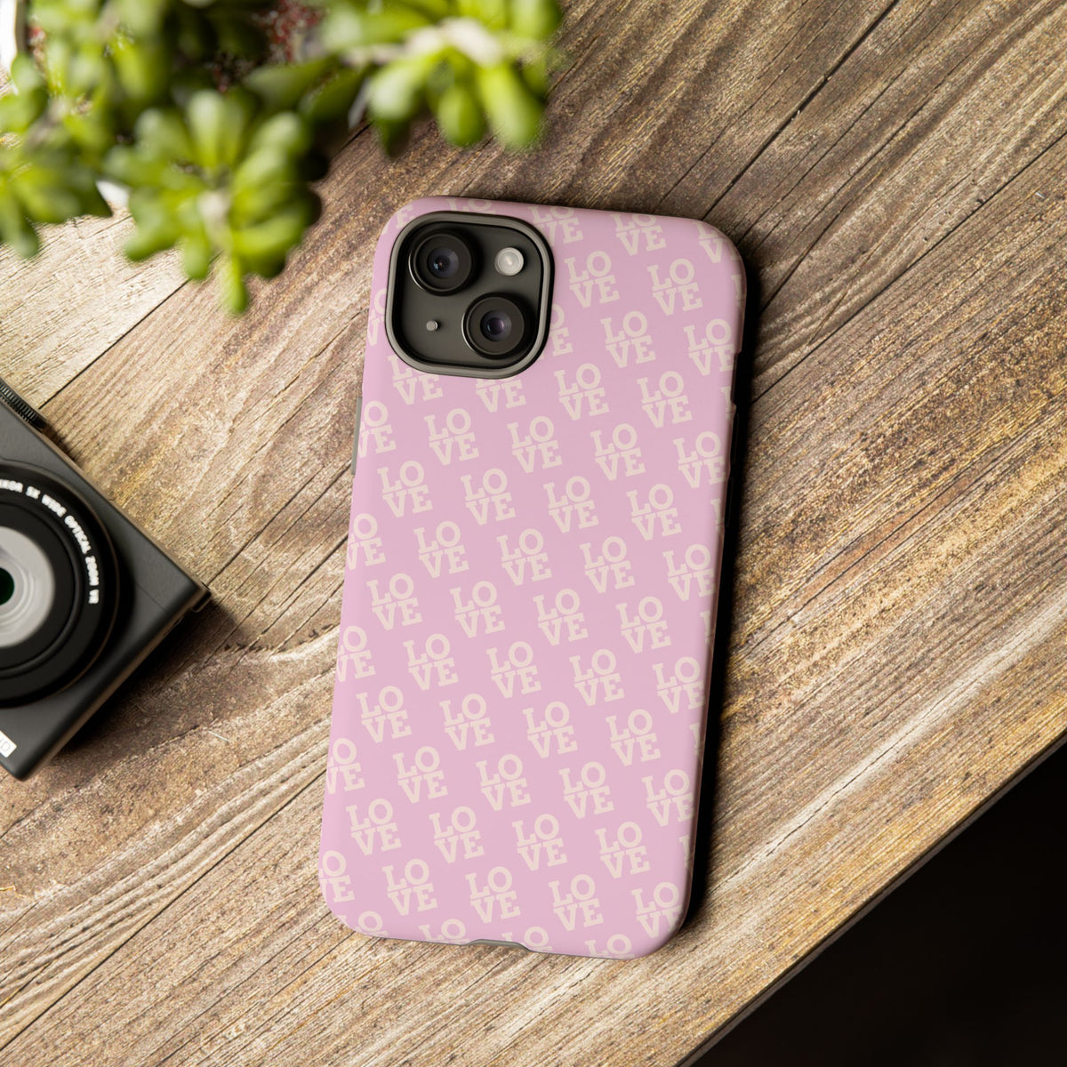 Pink 'LOVE' Pattern Tough Phone Case