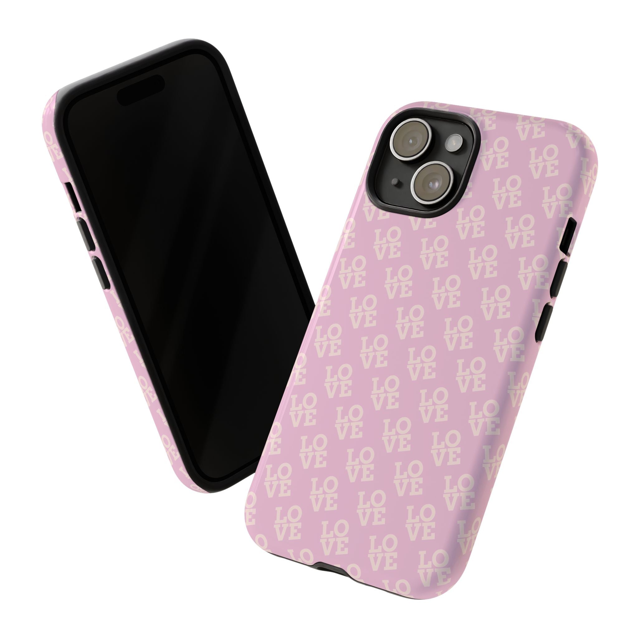 LOVE Pink Tough Phone Case for iPhone, Galaxy, or Google Pixel