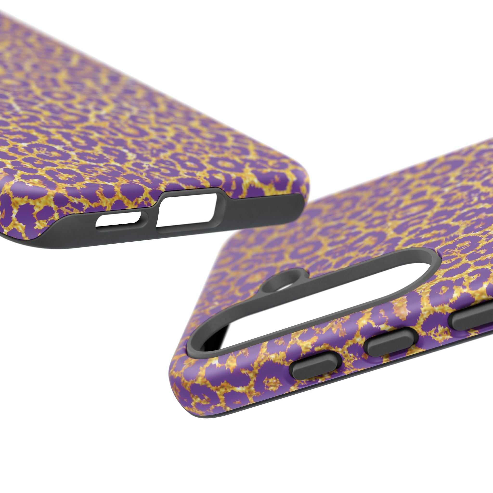 Purple Gold Leopard Tough Phone Case for iPhone, Galaxy, or Google Pixel