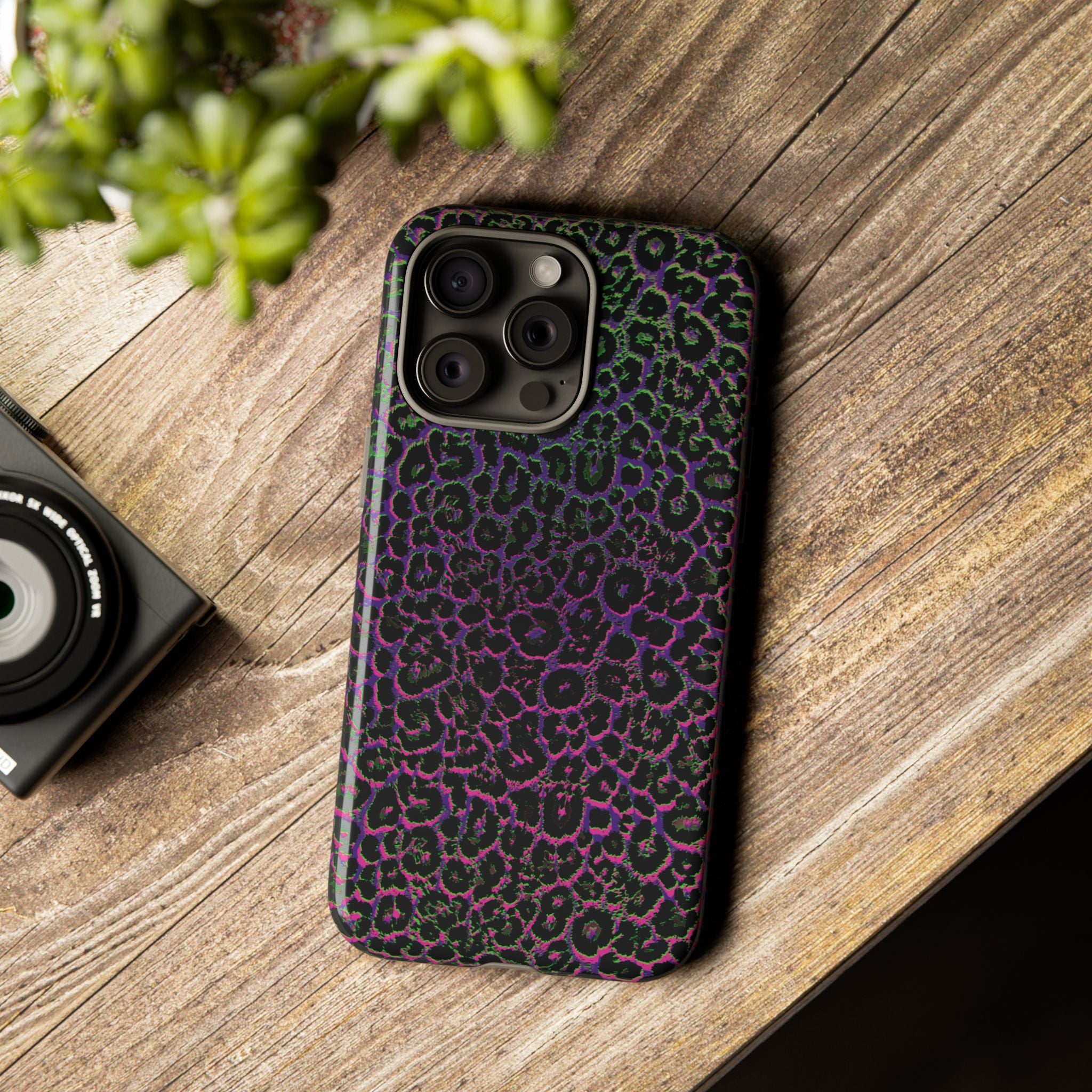 Colorful Leopard Tough Phone Case for iPhone, Galaxy, or Google Pixel