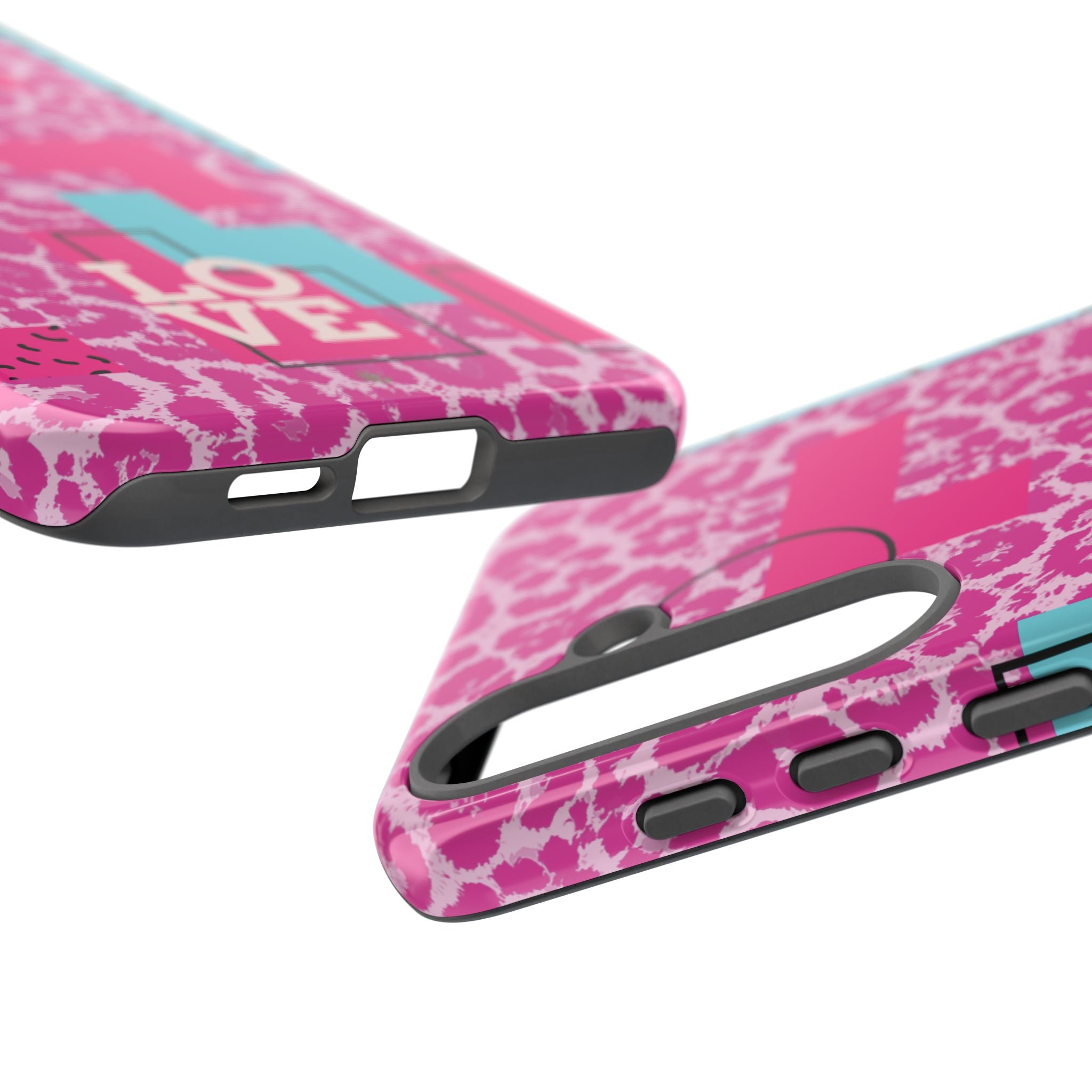 Retro Love Pink Leopard RG Tough Phone Case for iPhone, Galaxy, or Google Pixel
