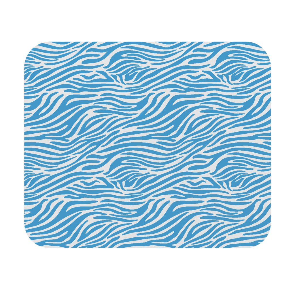 Blue Zebra Print Mouse Pad