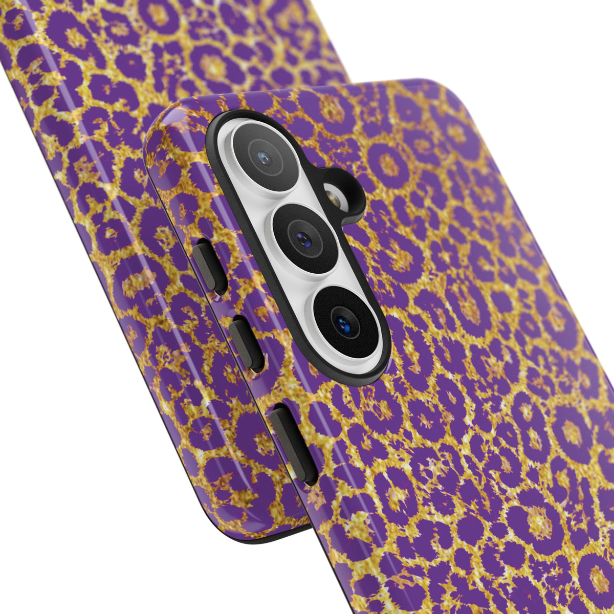 Purple Gold Leopard Tough Phone Case for iPhone, Galaxy, or Google Pixel