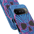 Neon Zebra Skull Tough Phone Case for iPhone, Galaxy, or Google Pixel