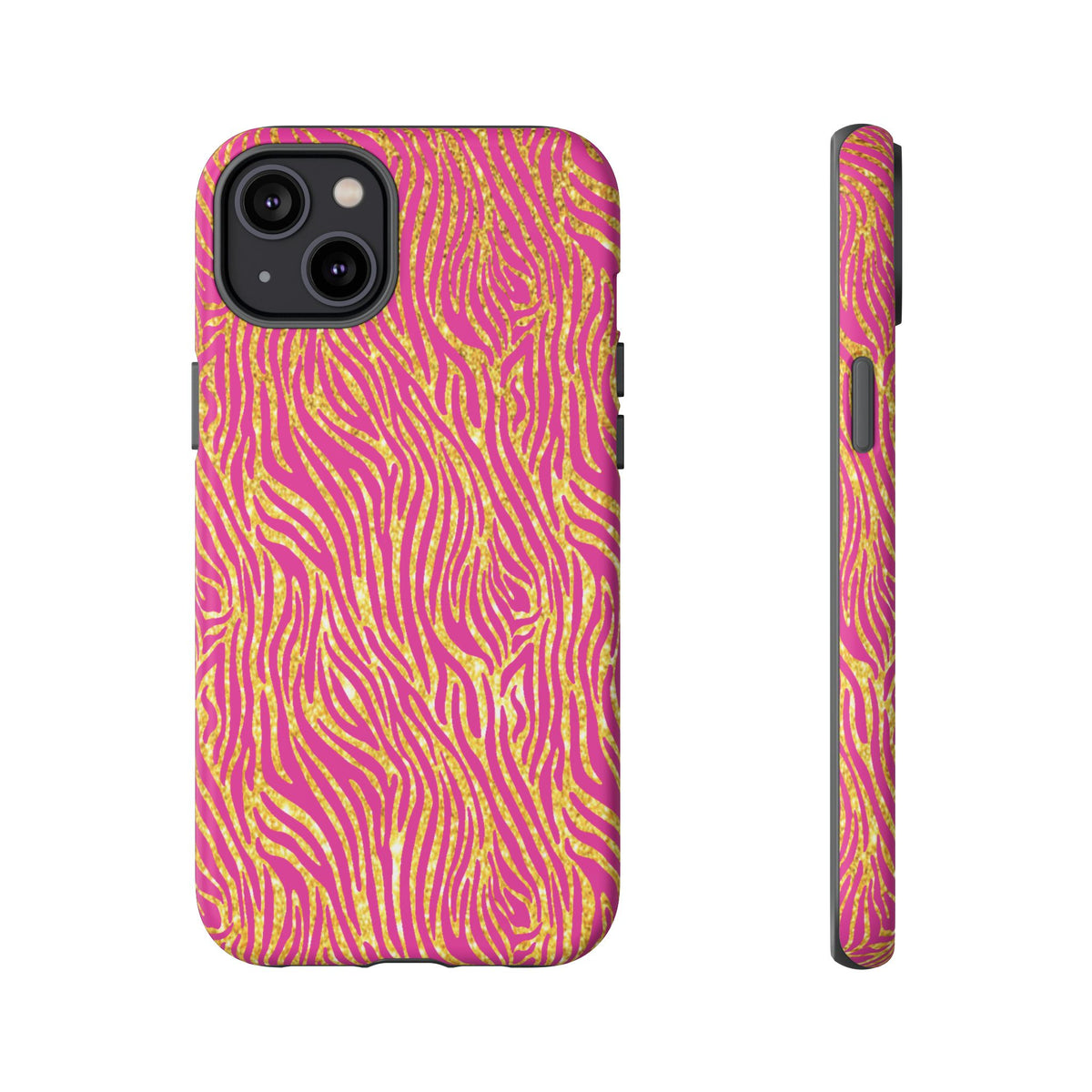 Pink Gold Zebra Print Tough Case for iPhone, Galaxy, or Google Pixel