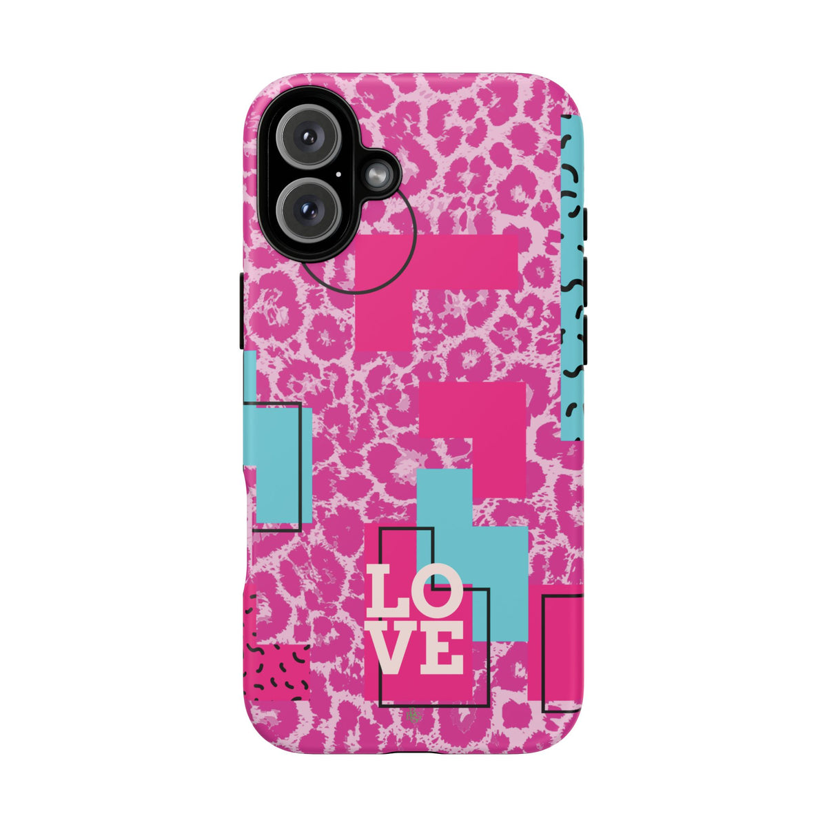 Retro Love Pink Leopard RG Tough Phone Case for iPhone, Galaxy, or Google Pixel