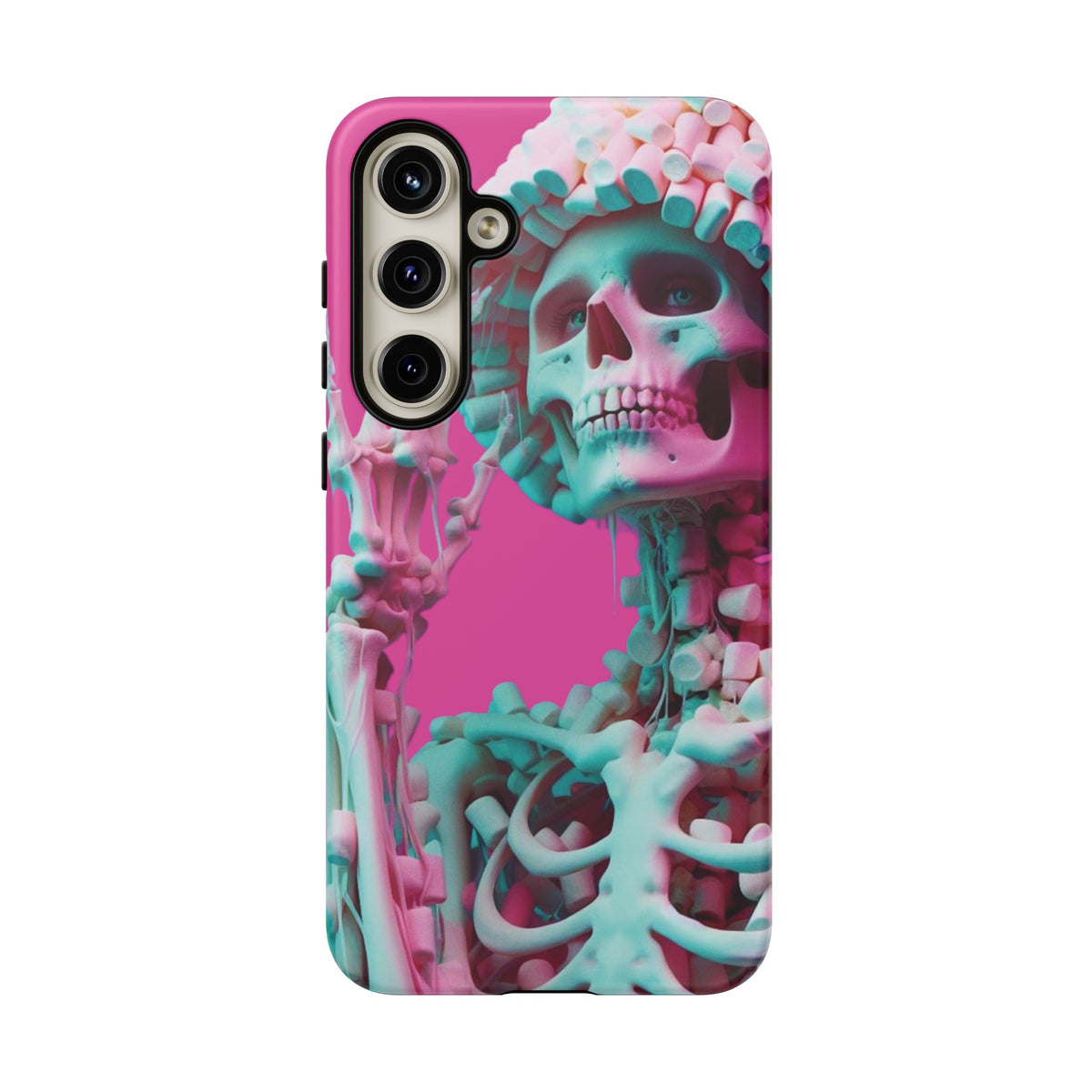 Neon Pink Skeleton Tough Phone Case for iPhone, Galaxy and Google Pixel