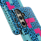 LOVE Blue Leopard 80s Vibe Tough Case for iPhone, Galaxy, or Google Pixel