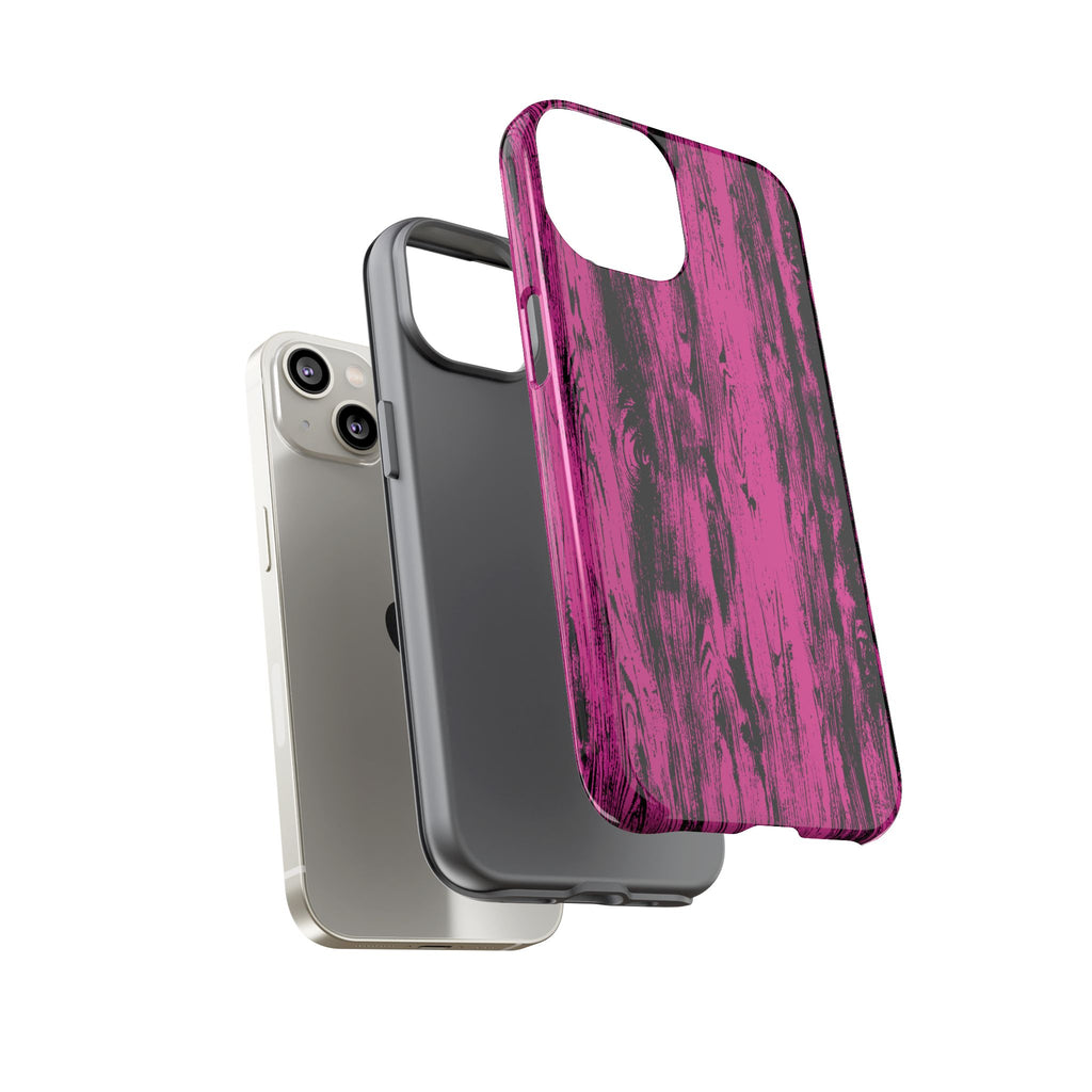 Hot Pink wood print Design Tough Phone Case for iPhone, Galaxy, or Google Pixel