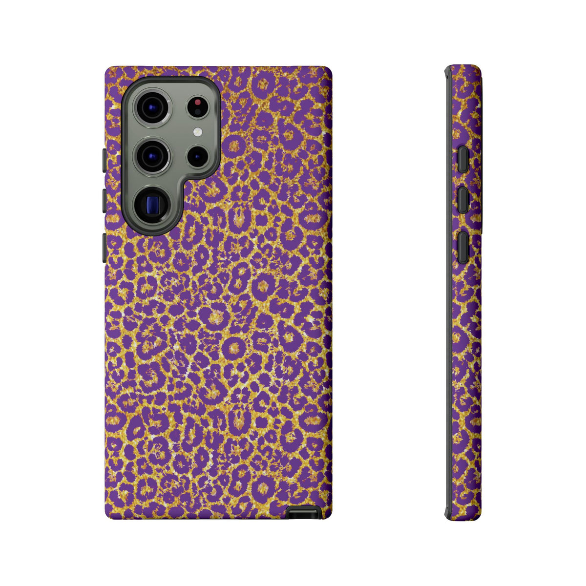 Purple Gold Leopard Tough Phone Case for iPhone, Galaxy, or Google Pixel