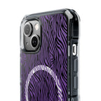 Purple Zebra Magnetic iPhone 14, 15, 16 Series Clear Impact Cases